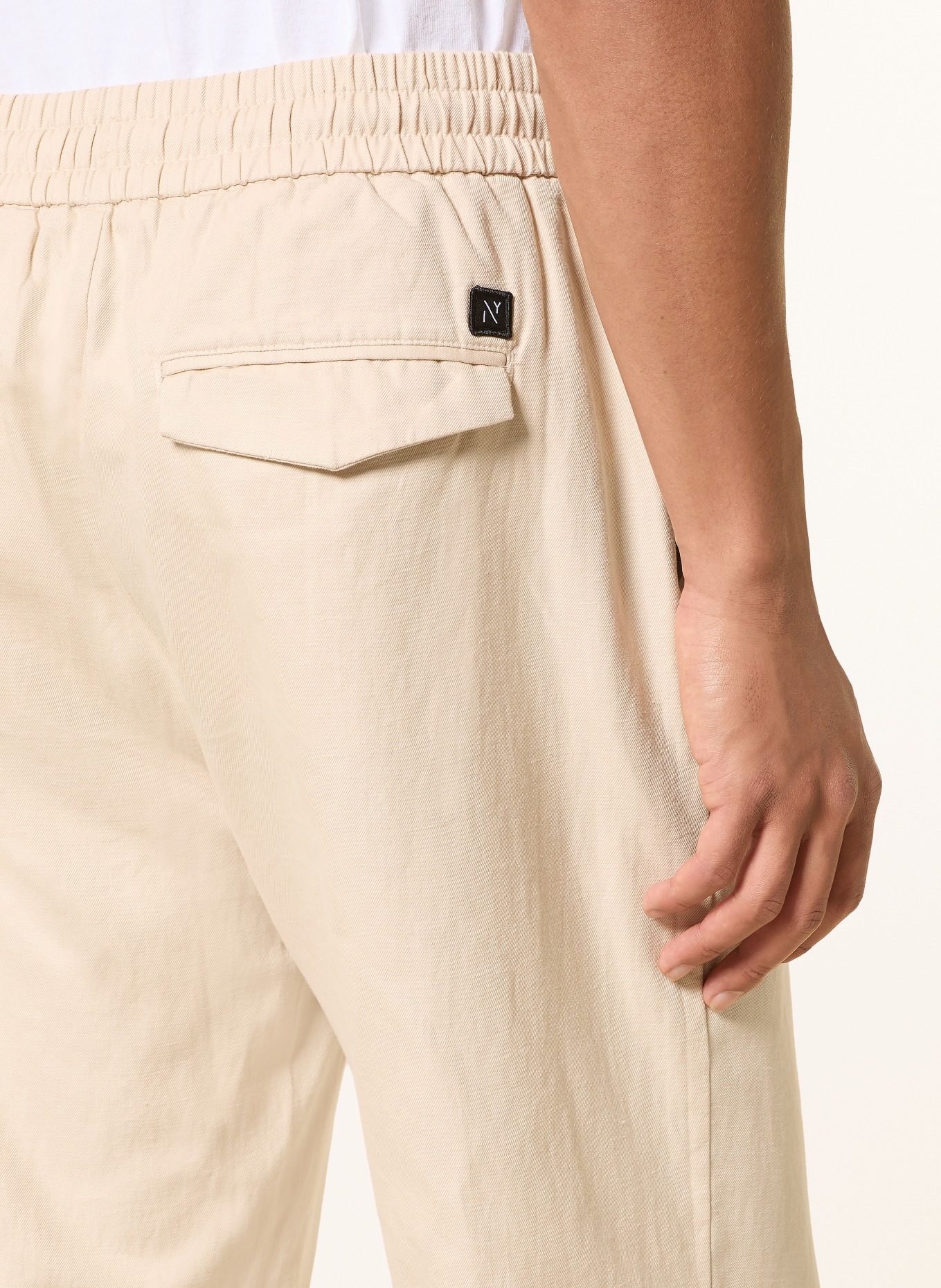 NOWADAYS Hose im Jogging-Stil Regular Fit mit Leinen: BEIGE