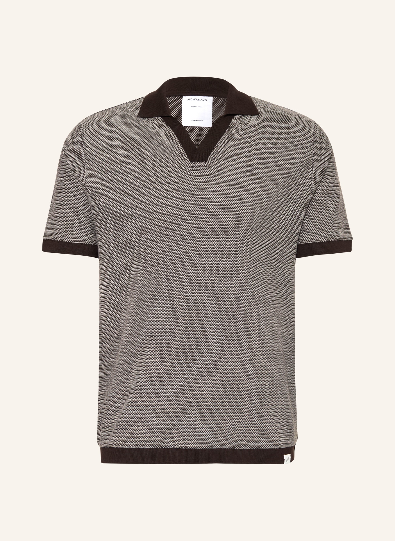 NOWADAYS Jersey polo shirt: DARK BROWN / WHITE