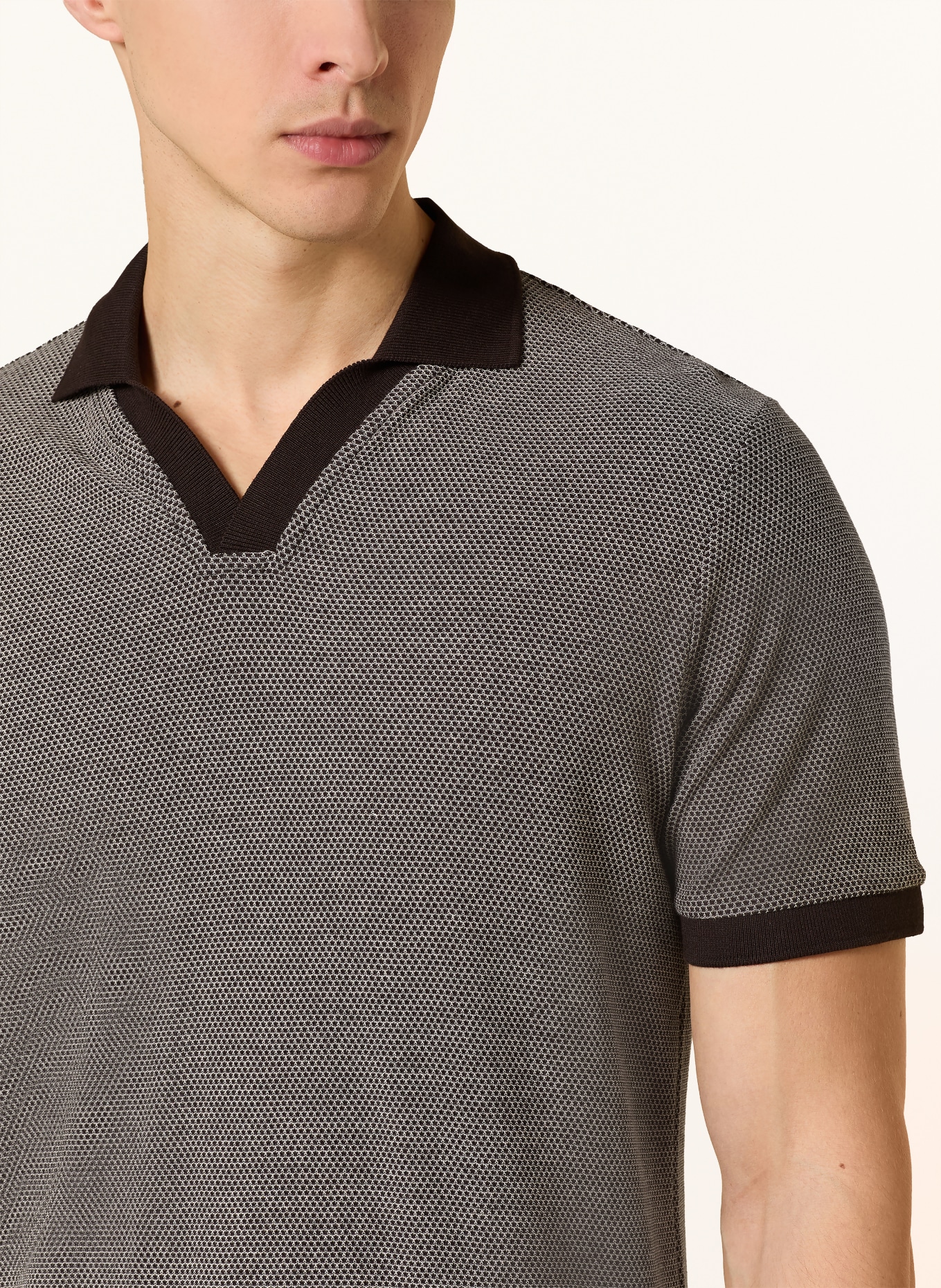 NOWADAYS Jersey polo shirt: DARK BROWN / WHITE