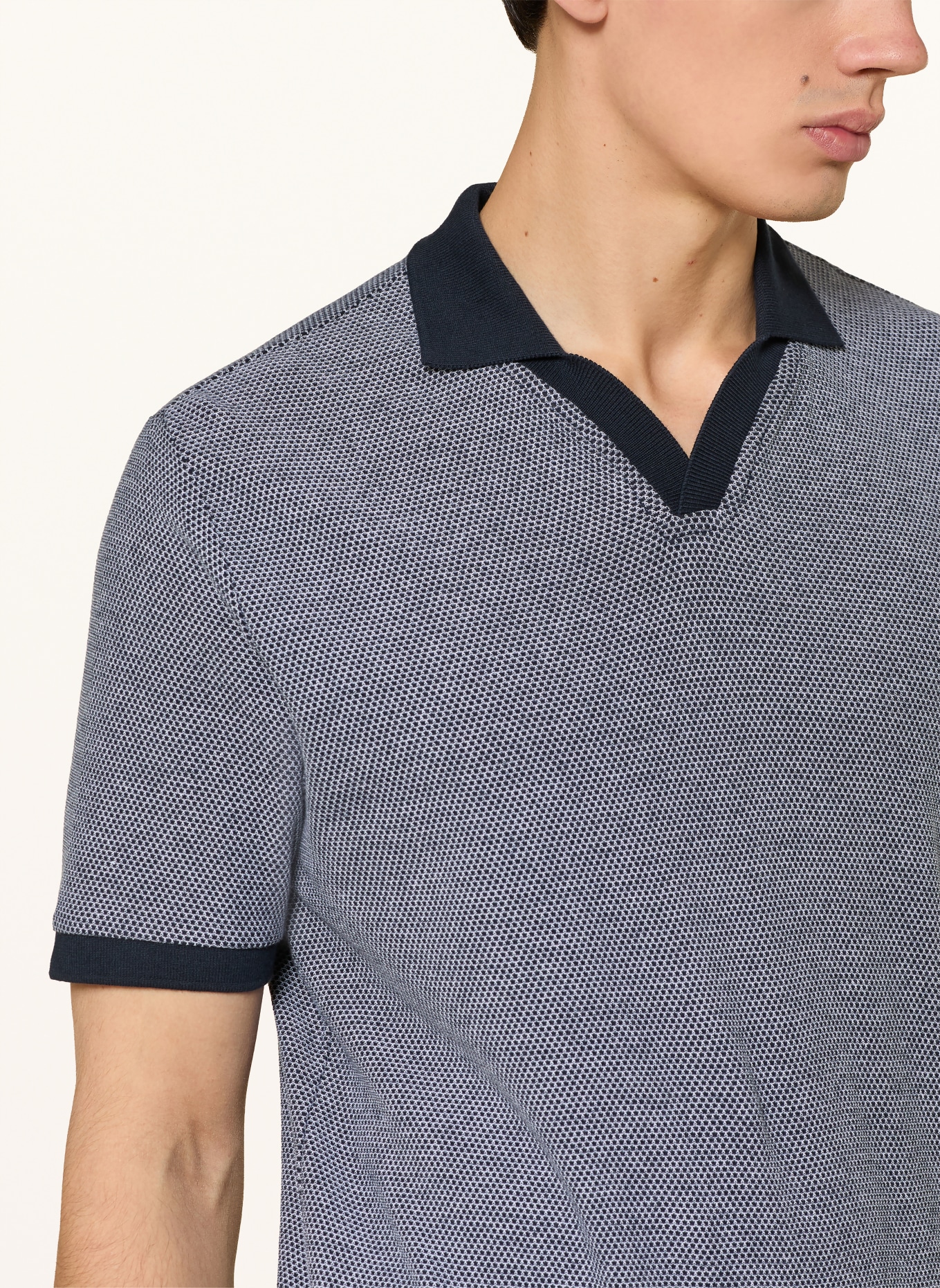 NOWADAYS Jersey-Poloshirt: DUNKELBLAU / WEISS