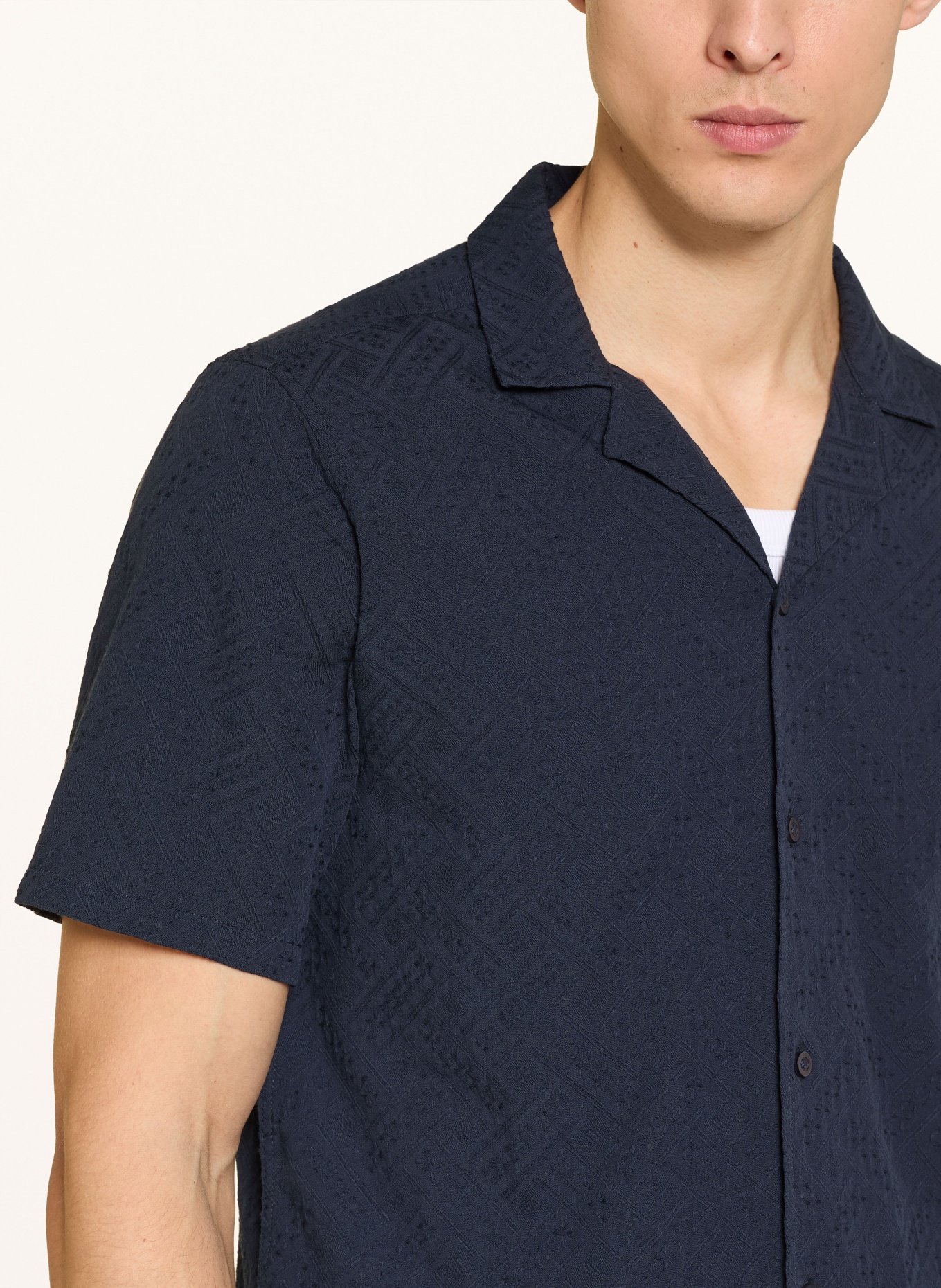 NOWADAYS Regular-Fit Resort Shirt: DARK BLUE