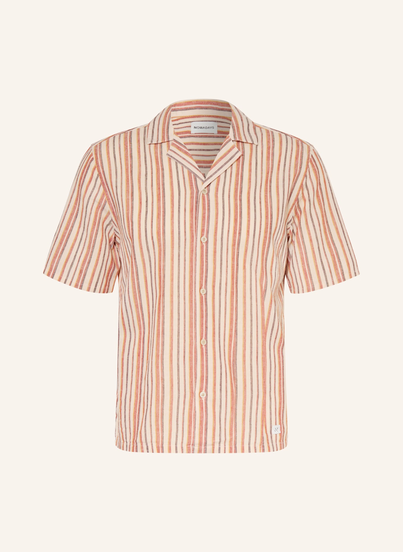 NOWADAYS Short-Sleeve Shirt, Regular Fit: BEIGE / DARK RED / BLACK