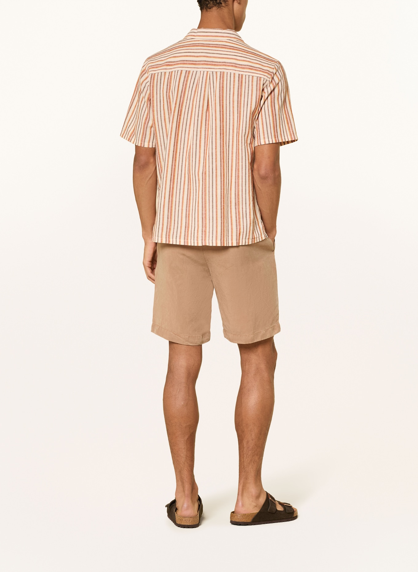 NOWADAYS Short-Sleeve Shirt, Regular Fit: BEIGE / DARK RED / BLACK