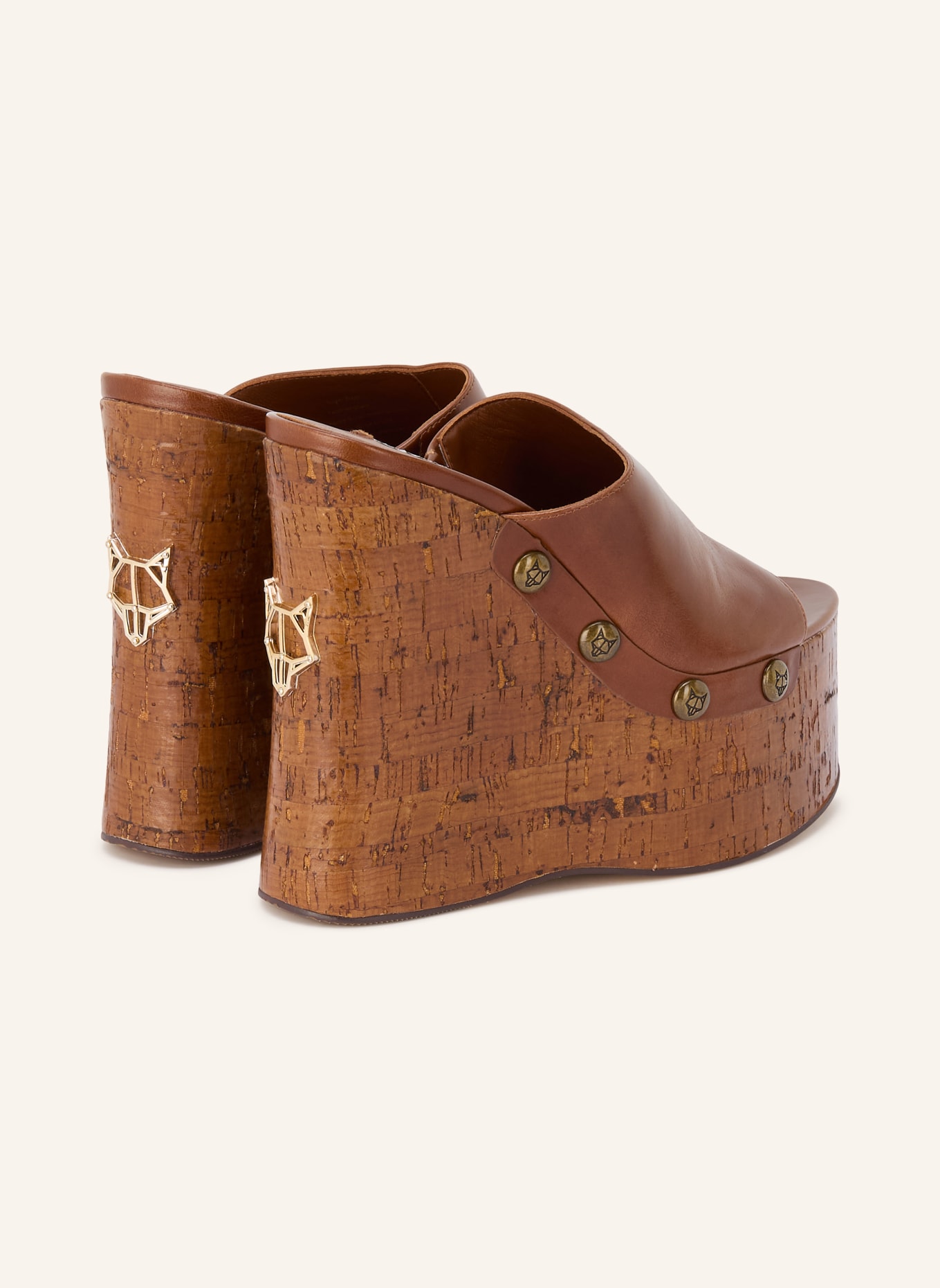 NAKED WOLFE Sleehakken TULIP: BRUIN / GOUD