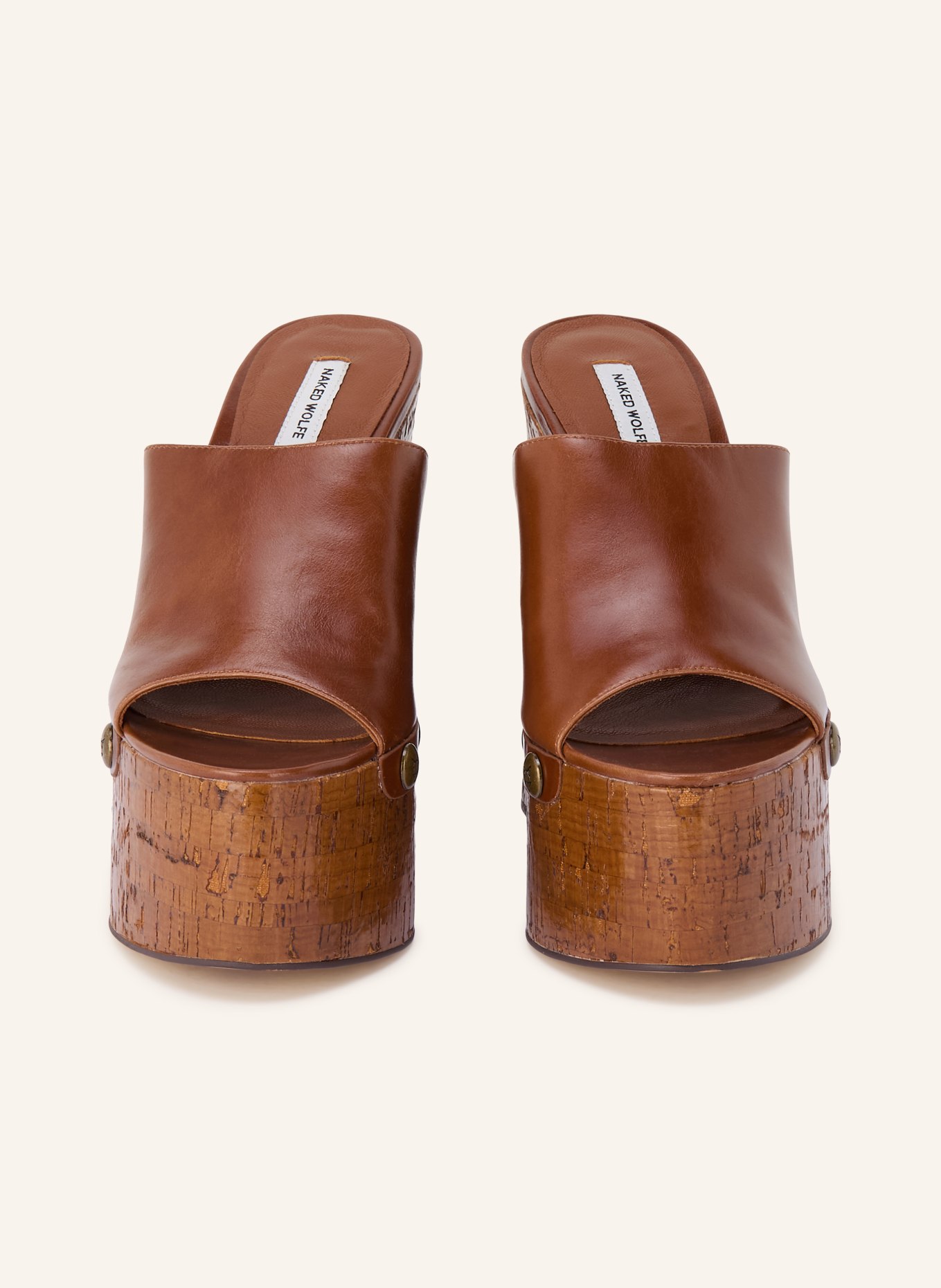 NAKED WOLFE Sleehakken TULIP: BRUIN / GOUD