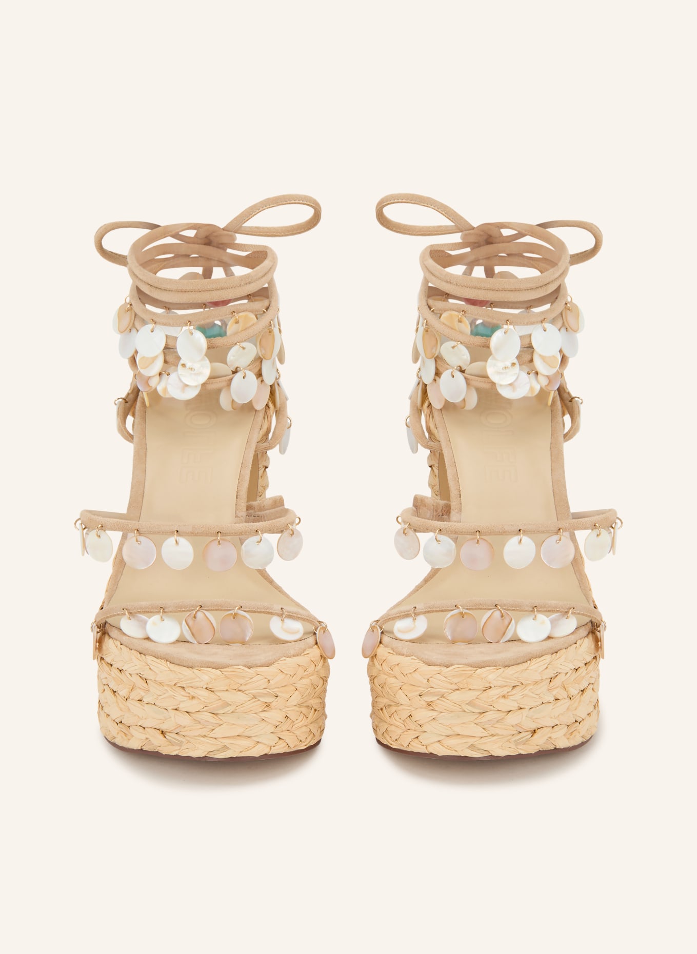 NAKED WOLFE Plateau-Sandaletten FANTASTIC mit Schmucksteinen: BEIGE