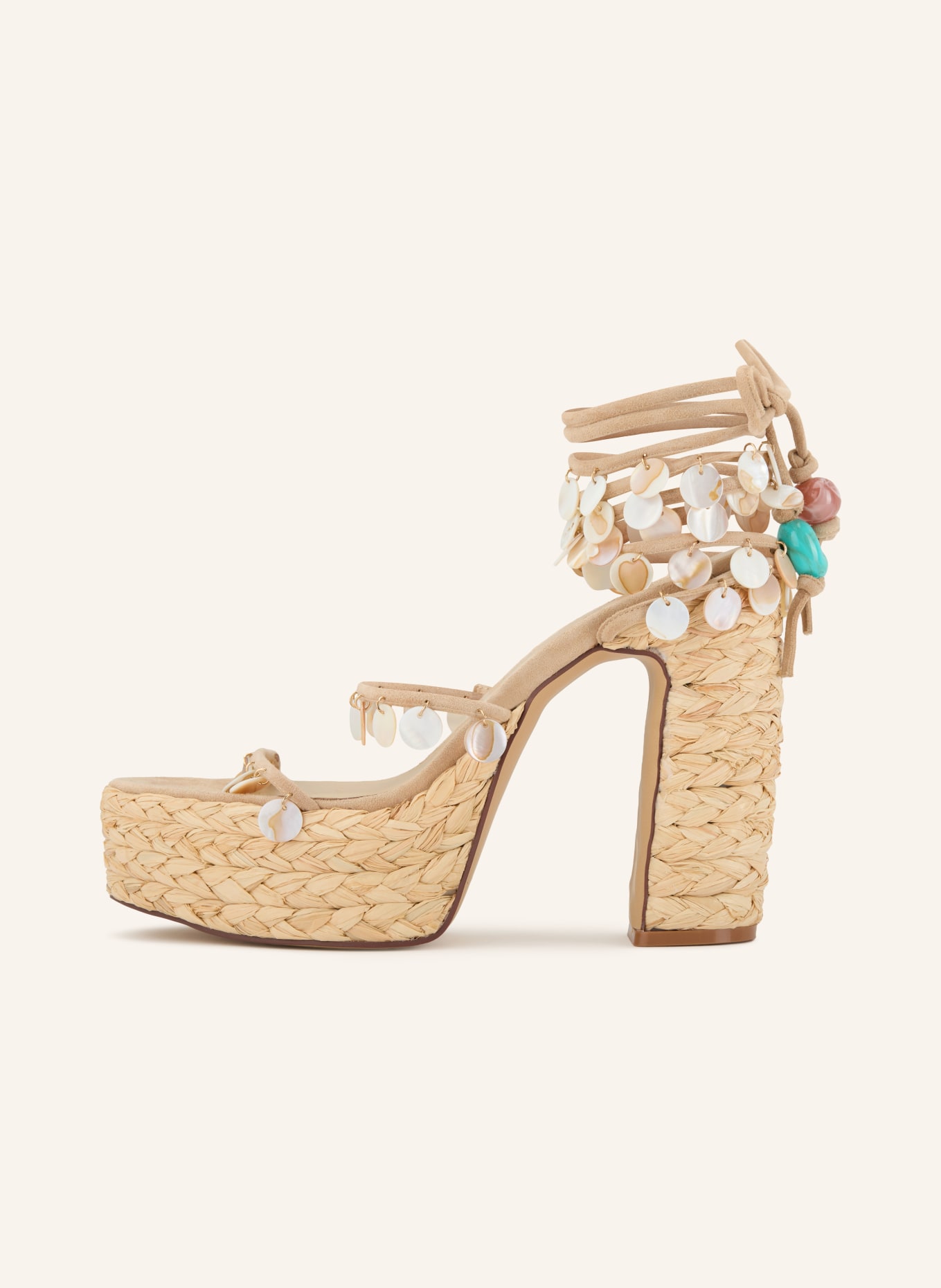 NAKED WOLFE Plateau-Sandaletten FANTASTIC mit Schmucksteinen: BEIGE