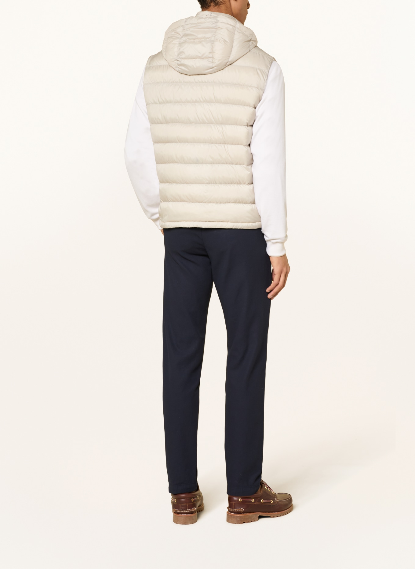 PAUL & SHARK Lichtgewicht donsjack met afneembare mouwen: BEIGE / CRÈME