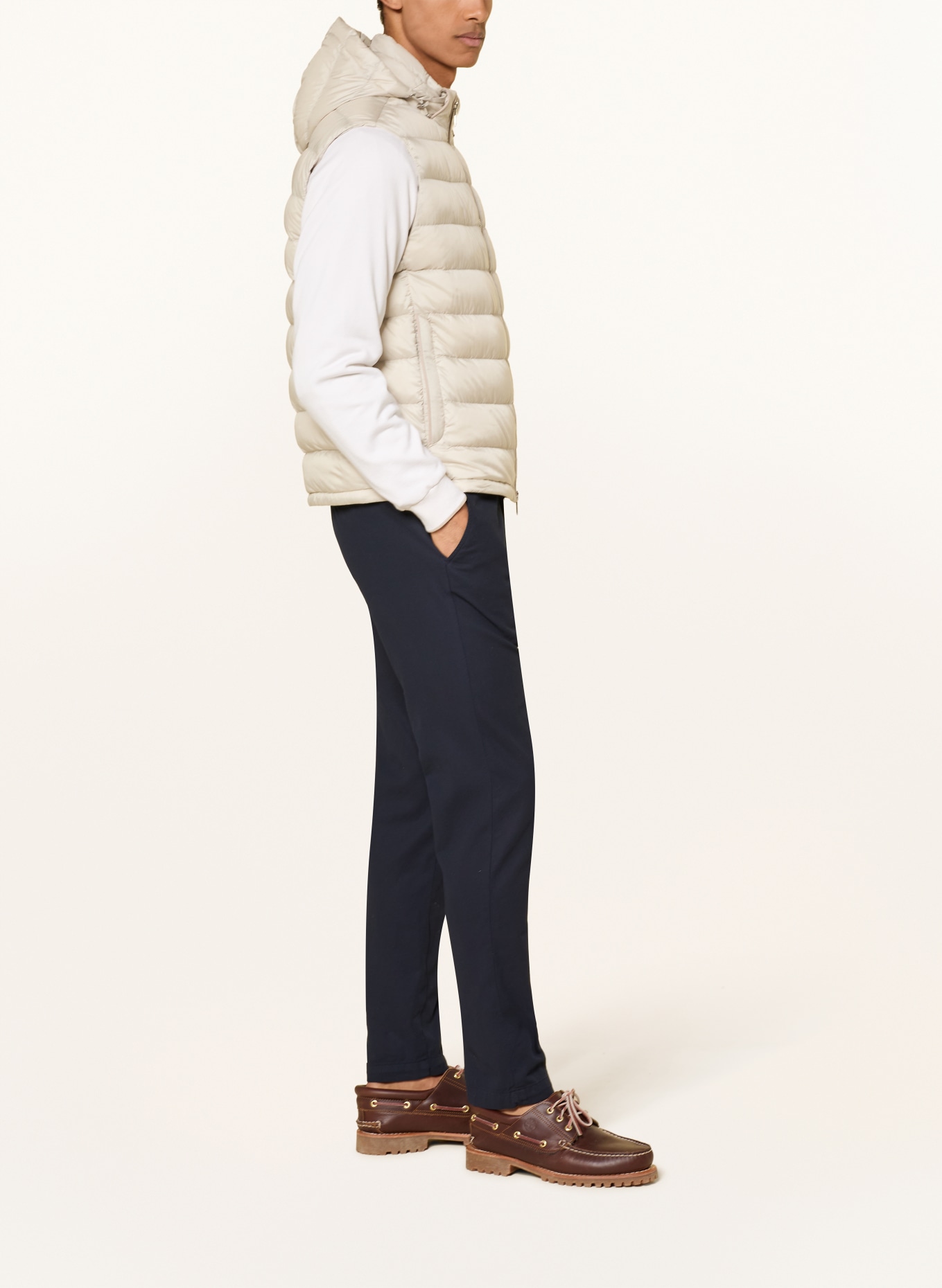 PAUL & SHARK Lichtgewicht donsjack met afneembare mouwen: BEIGE / CRÈME