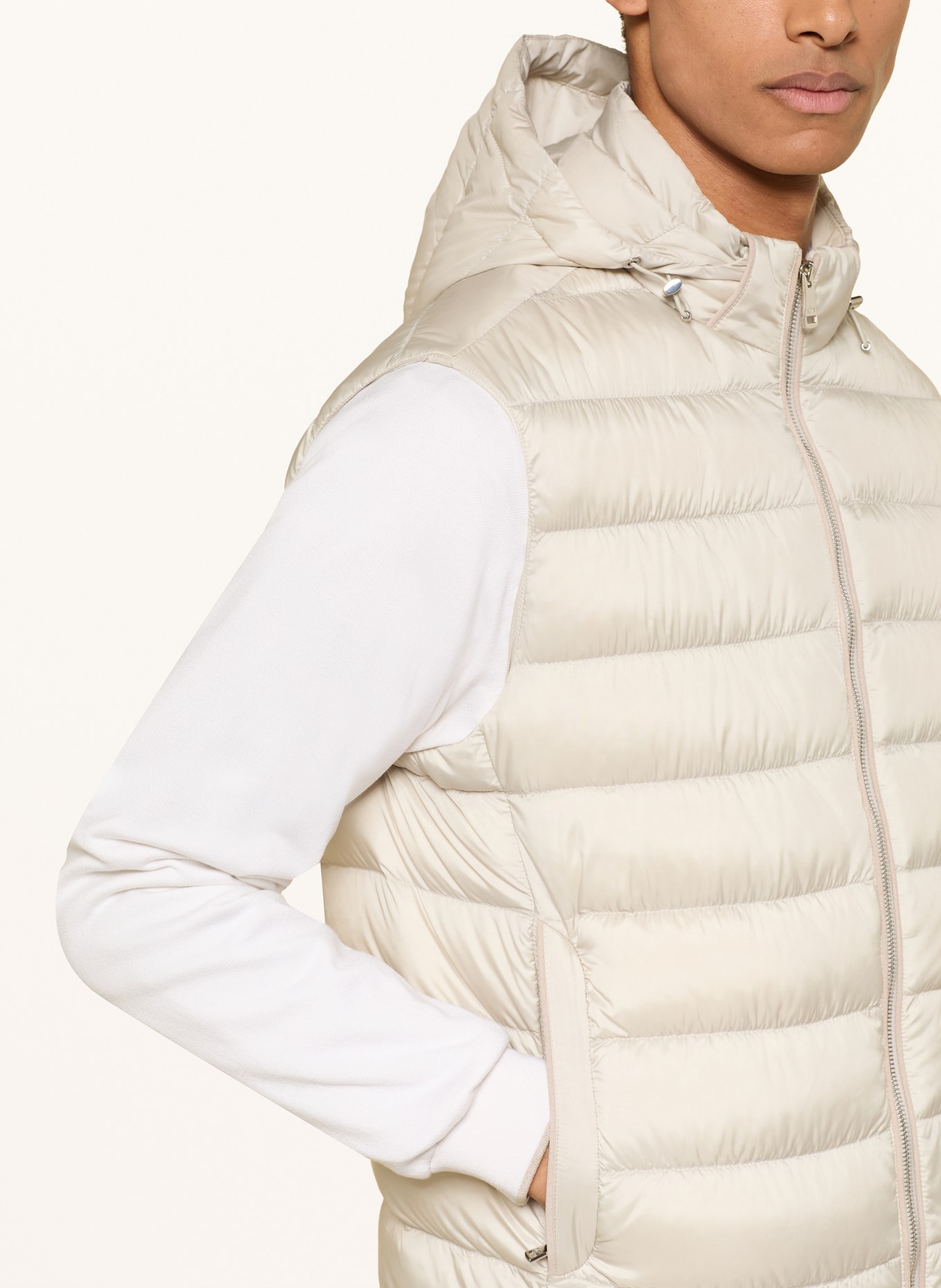 PAUL & SHARK Lichtgewicht donsjack met afneembare mouwen: BEIGE / CRÈME