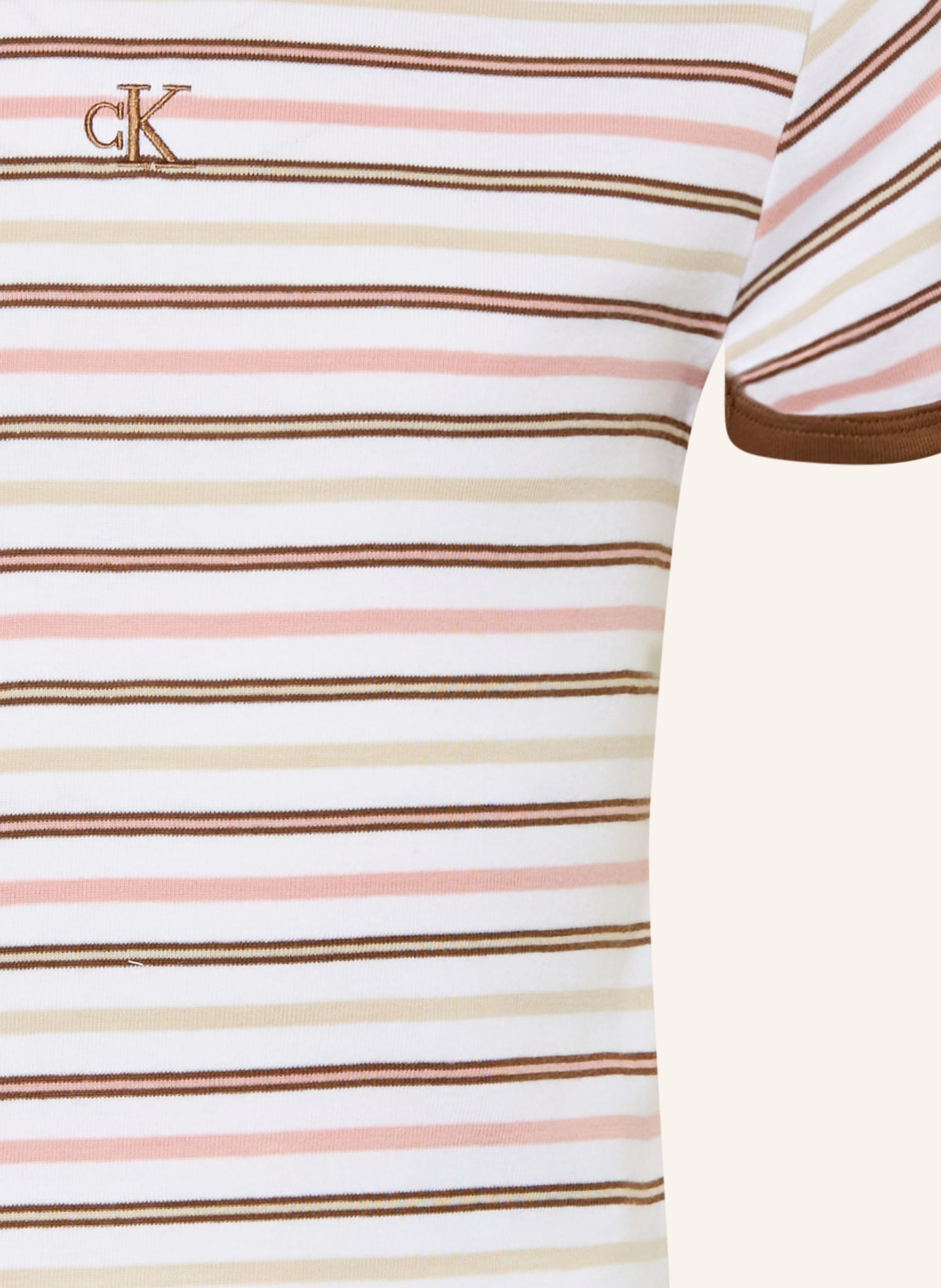 Calvin Klein YARNDYE T-shirt: CREAM / BROWN / PINK