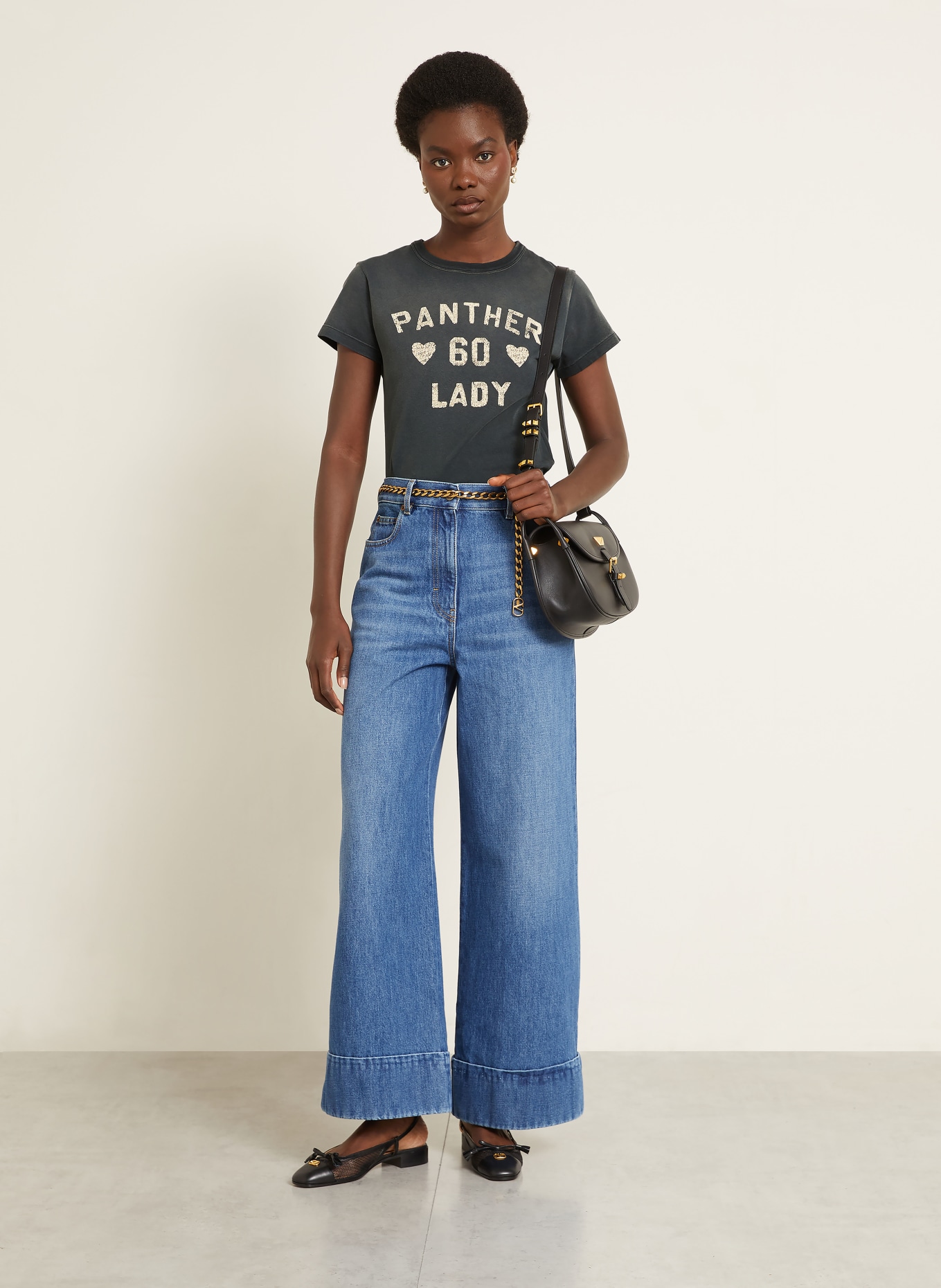 VALENTINO T-Shirt: DUNKELGRAU / CREME