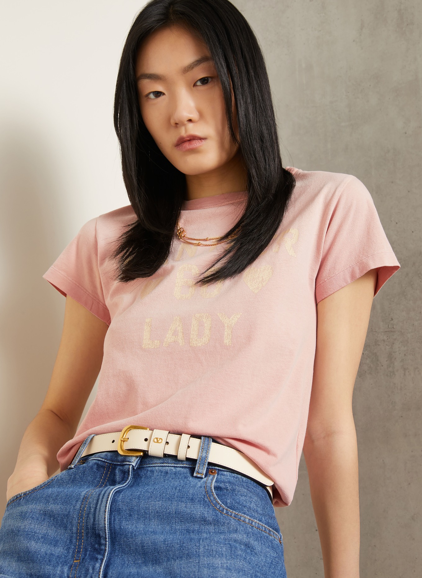 VALENTINO T-Shirt: ROSÉ / CREME