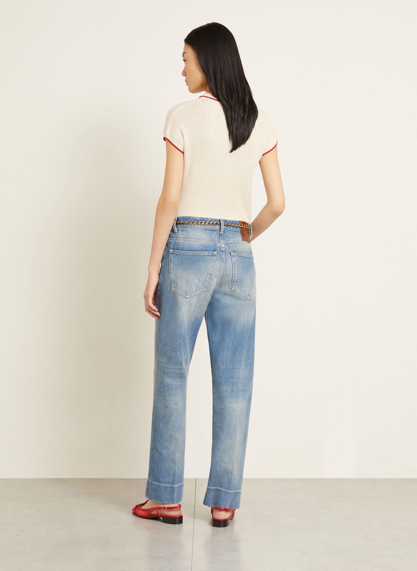 VALENTINO Strickshirt: CREME / ROT