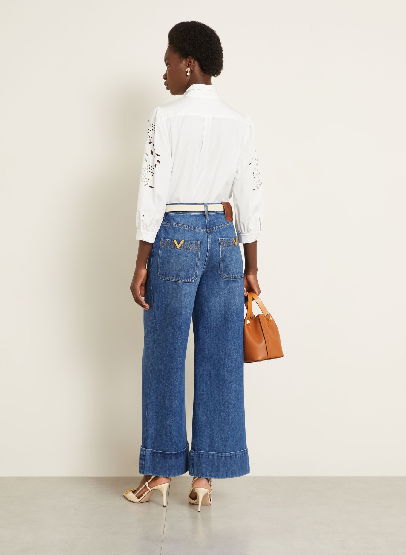 VALENTINO Jean à jambes larges SOLID: 558 MEDIUM BLUE DENIM
