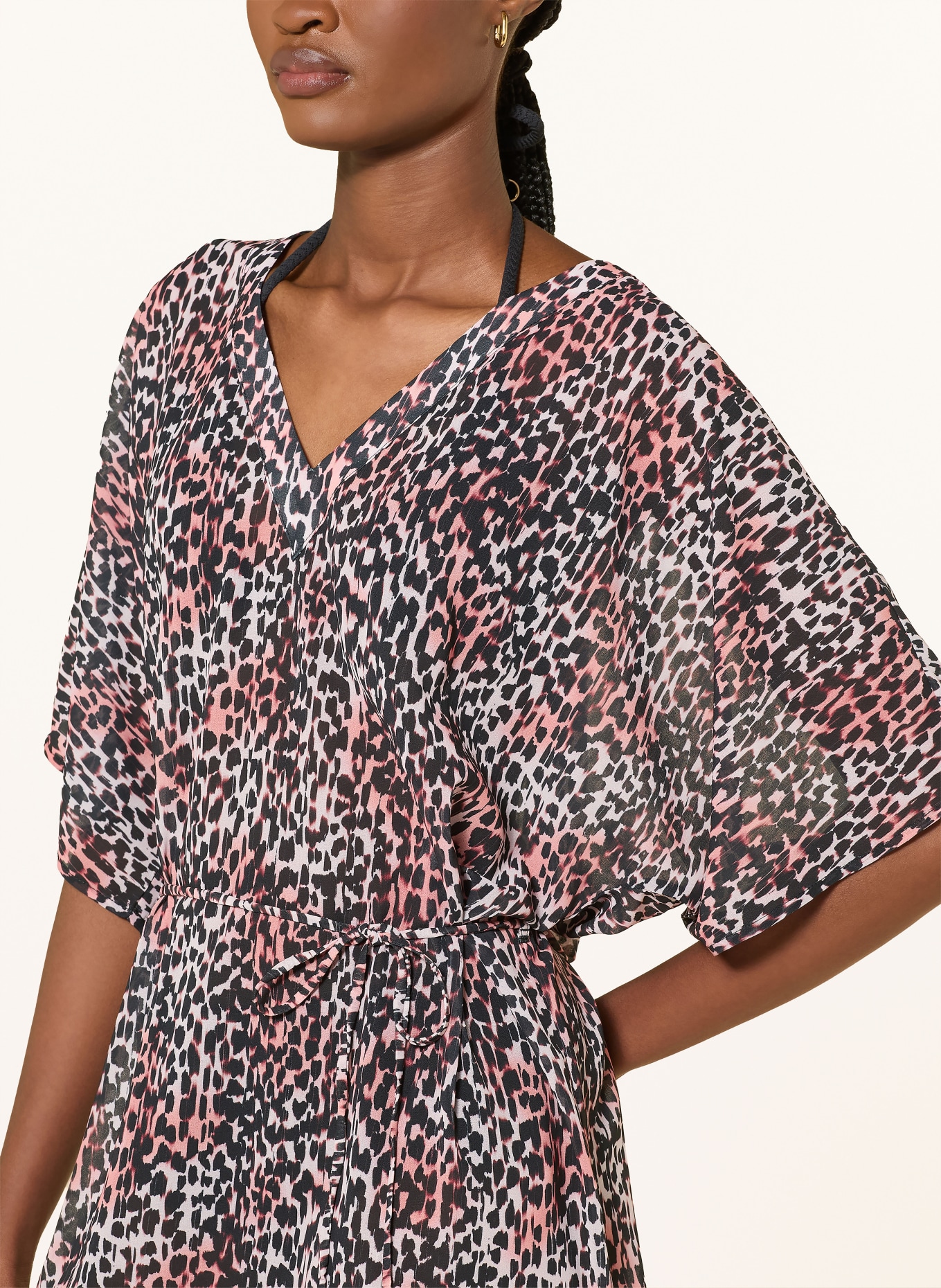 CYELL Strandkleid CHEETAH CHIC: SCHWARZ / HELLROT / WEISS