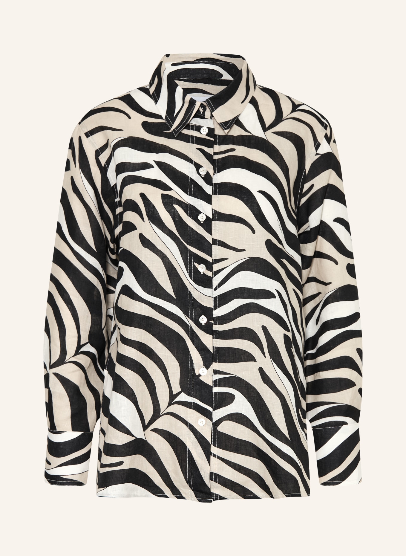 MARELLA MLSPERGOLA linen shirt: BLACK / BEIGE