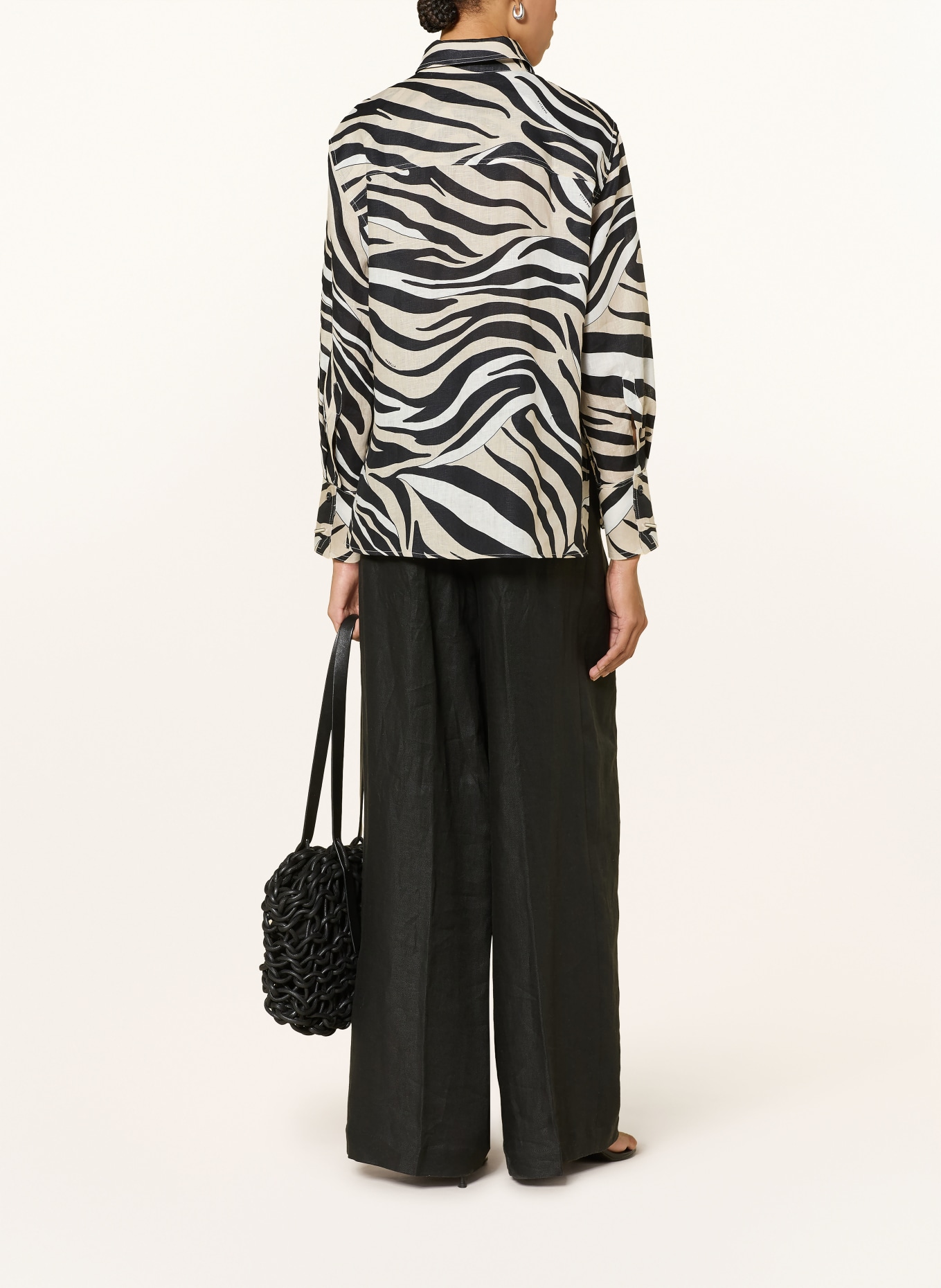 MARELLA MLSPERGOLA linen shirt: BLACK / BEIGE