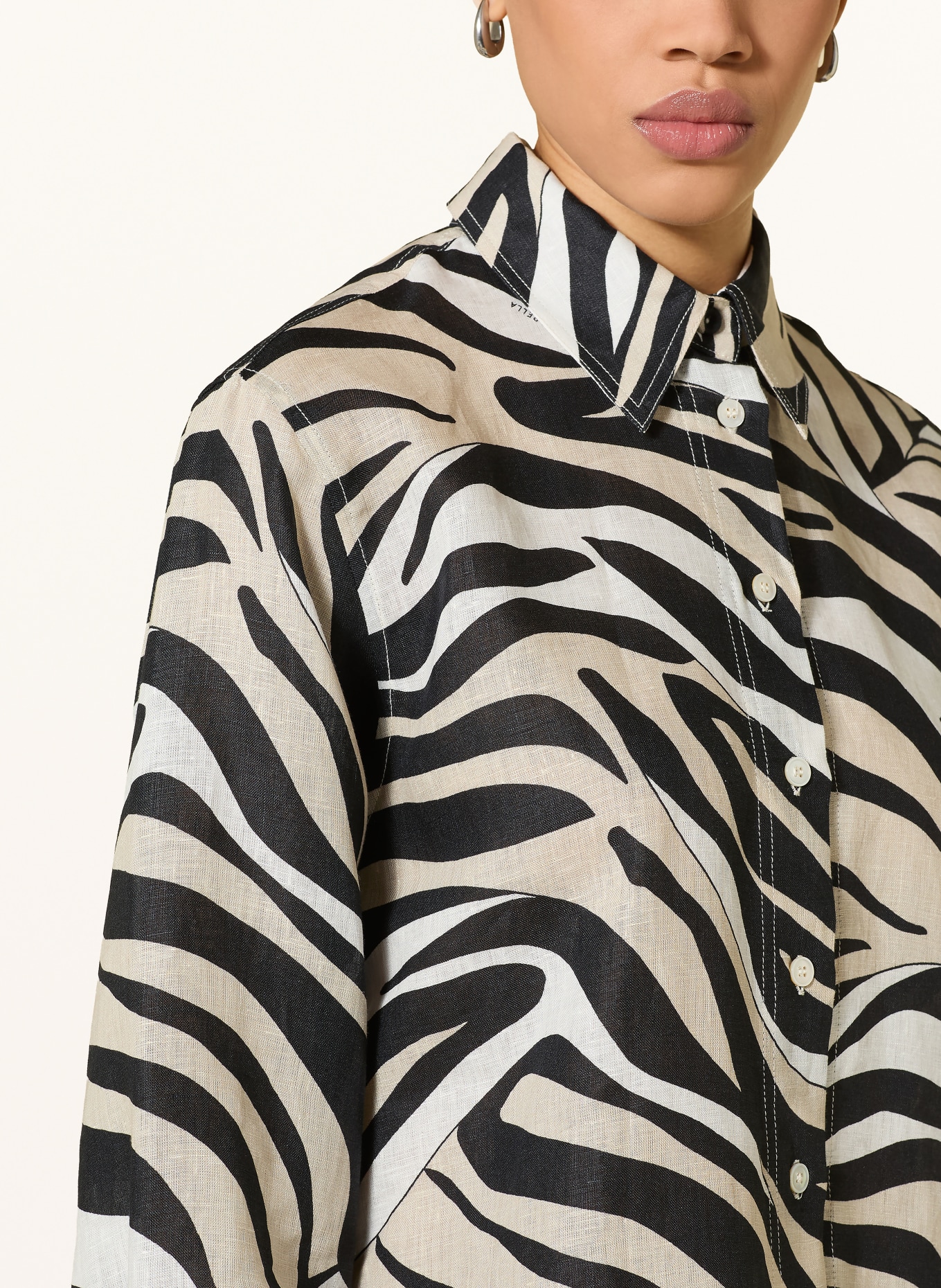 MARELLA MLSPERGOLA linen shirt: BLACK / BEIGE