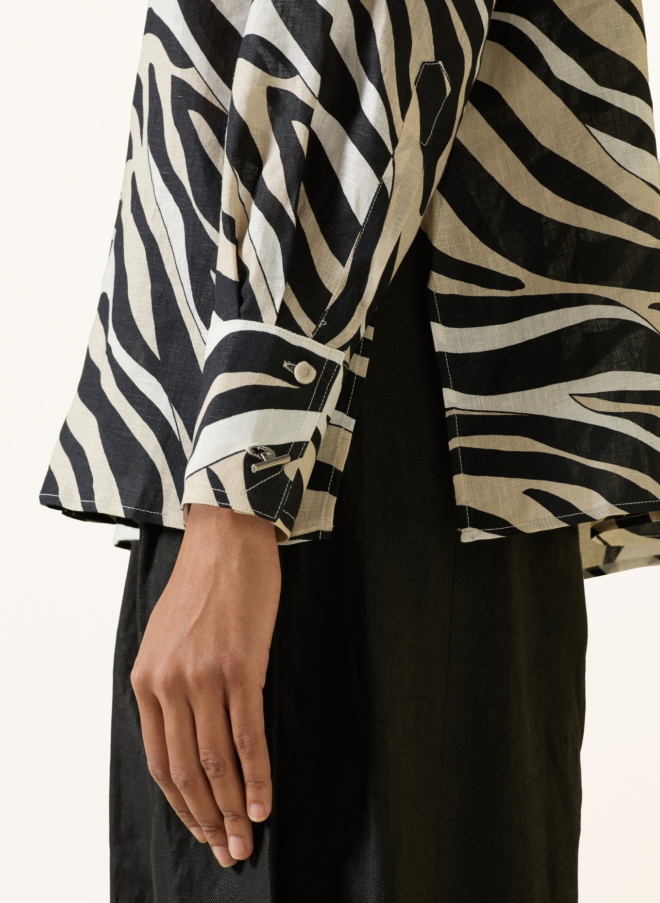 MARELLA MLSPERGOLA linen shirt: BLACK / BEIGE