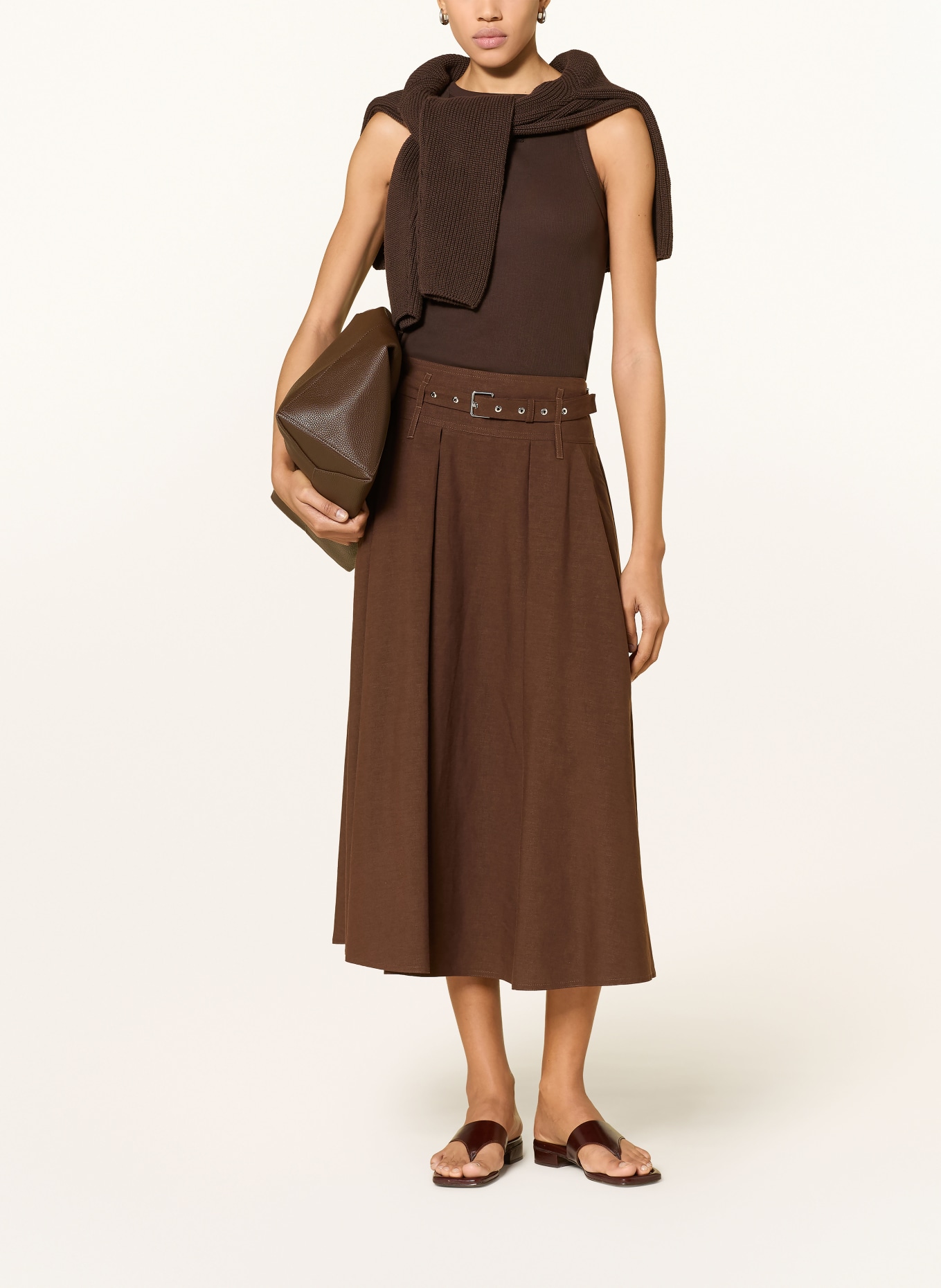 MARELLA Rock MANAGER mit Leinen: DUNKELBRAUN