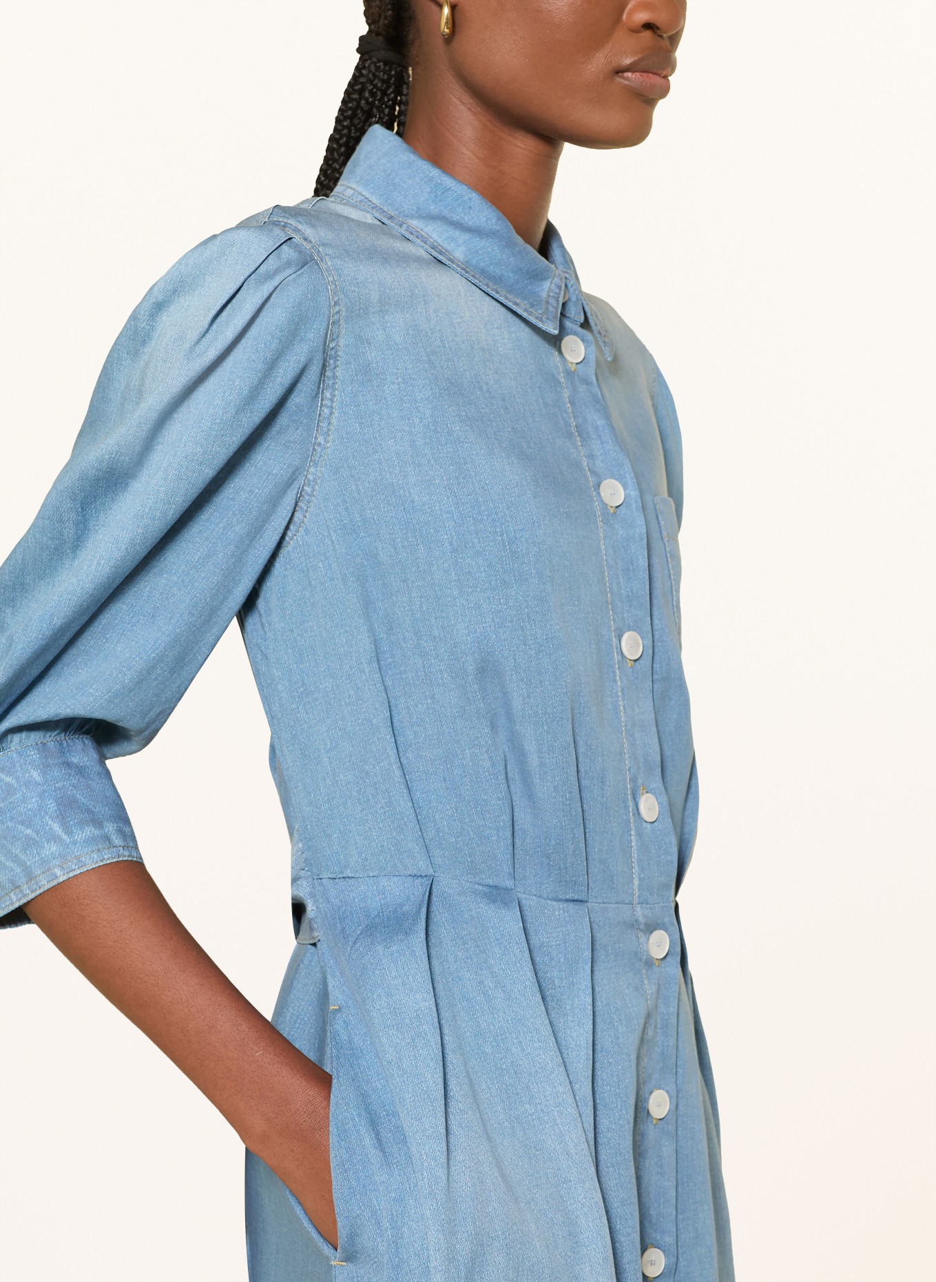 MARELLA Overhemdjurk MLSCERCHIA in denimlook met 3/4-mouwen: BLAUW