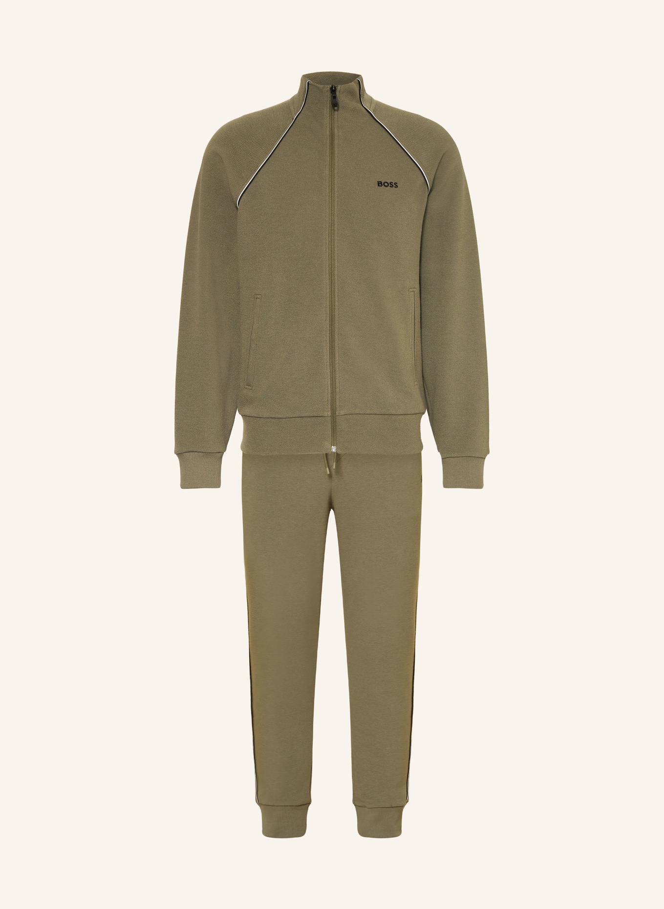 BOSS trainingspak: KAKI / WIT / ZWART