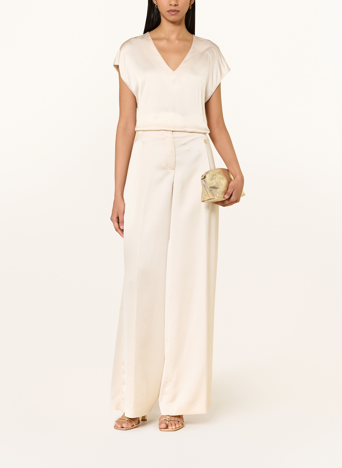 ELENA MIRO Satijnen blouse: CRÈME