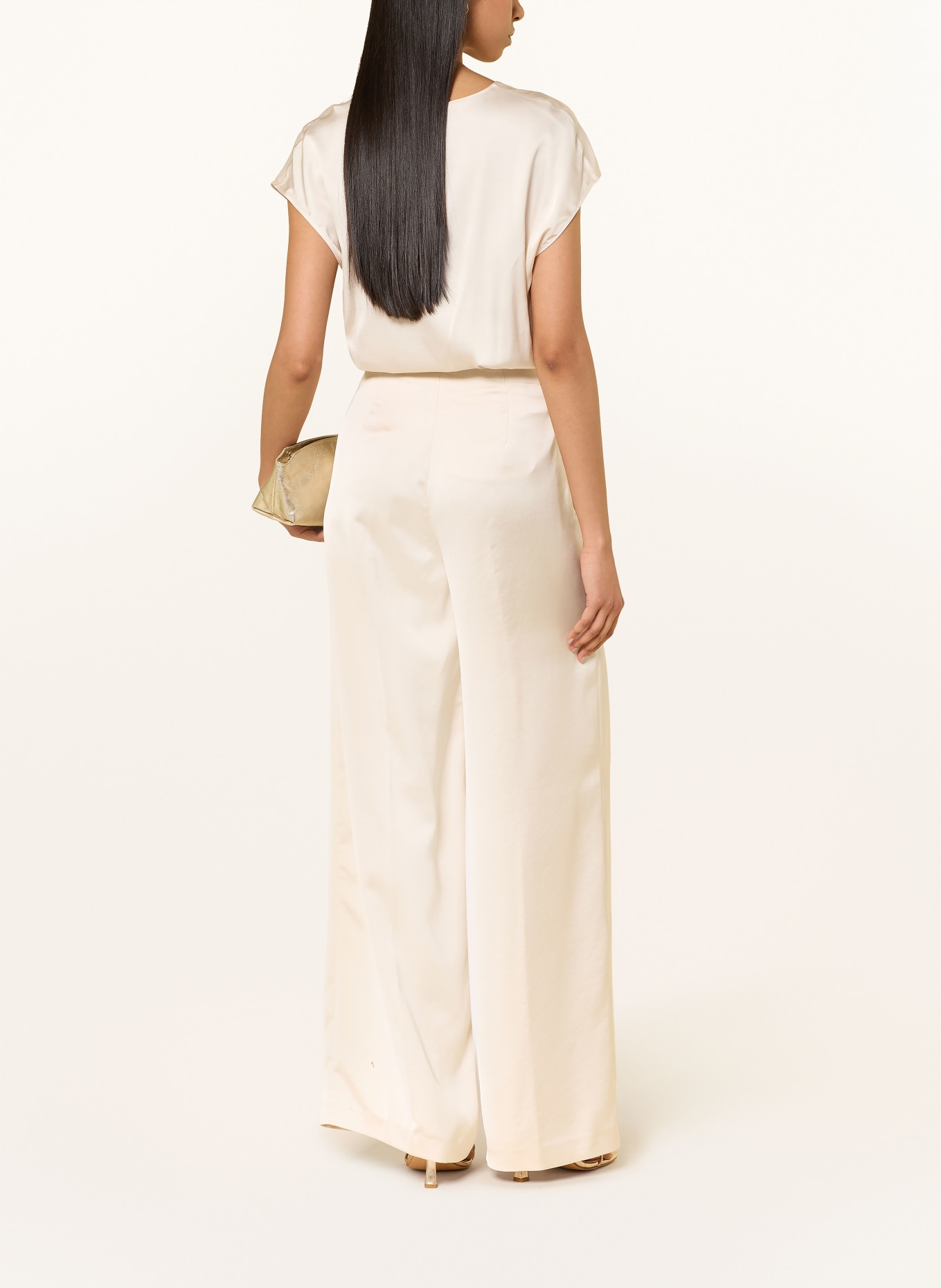 ELENA MIRO Satijnen blouse: CRÈME