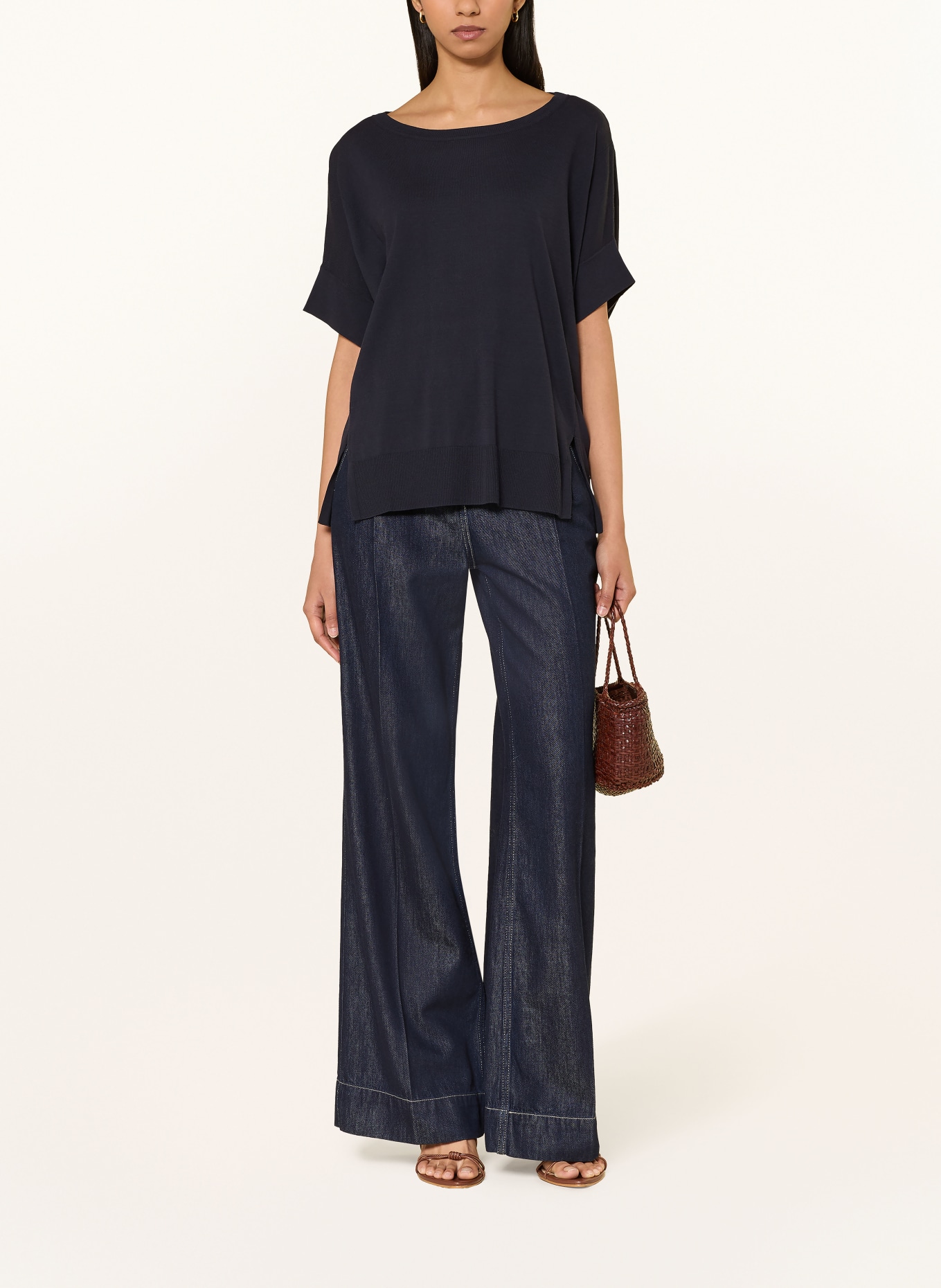 ELENA MIRO Gebreide trui: DONKERBLAUW