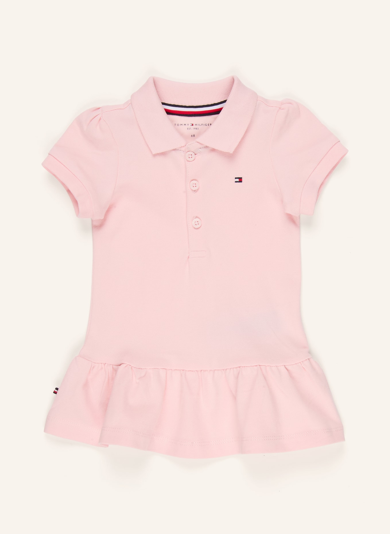 TOMMY HILFIGER Piqué-Polokleid mit Rüschen: HELLROSA