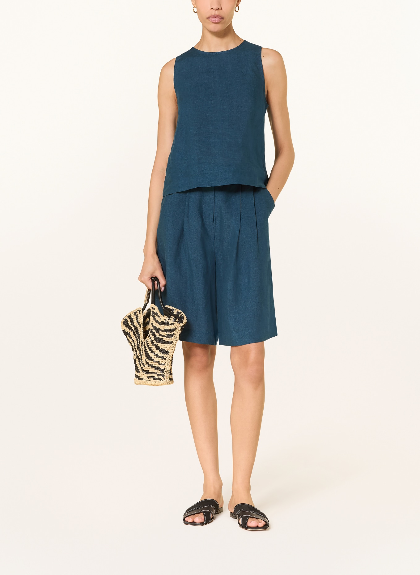 ERES Short en lin PLAISANT: BLEU PÉTROLE