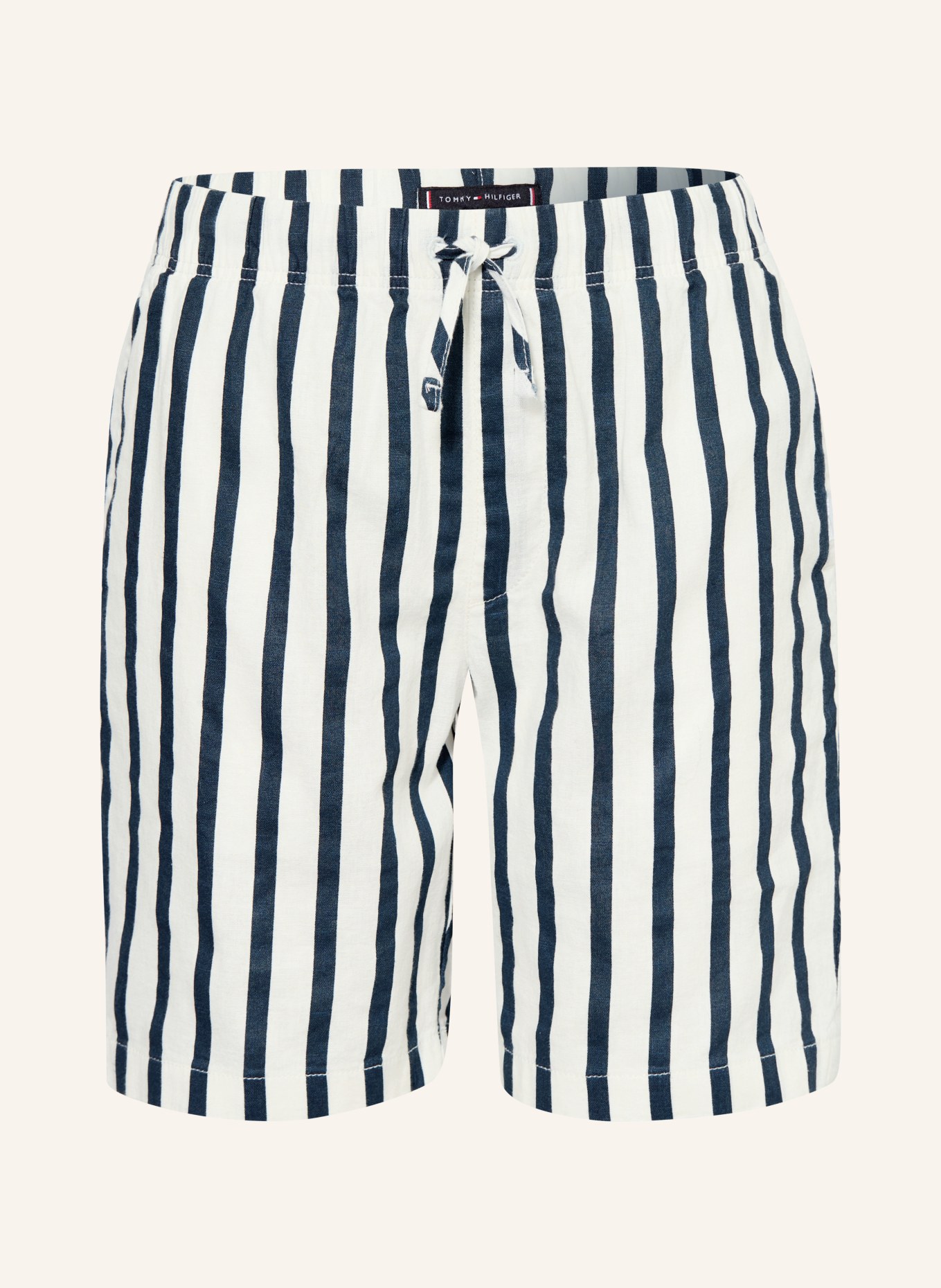 TOMMY HILFIGER Joggingbroekje van linnen: WIT / DONKERBLAUW