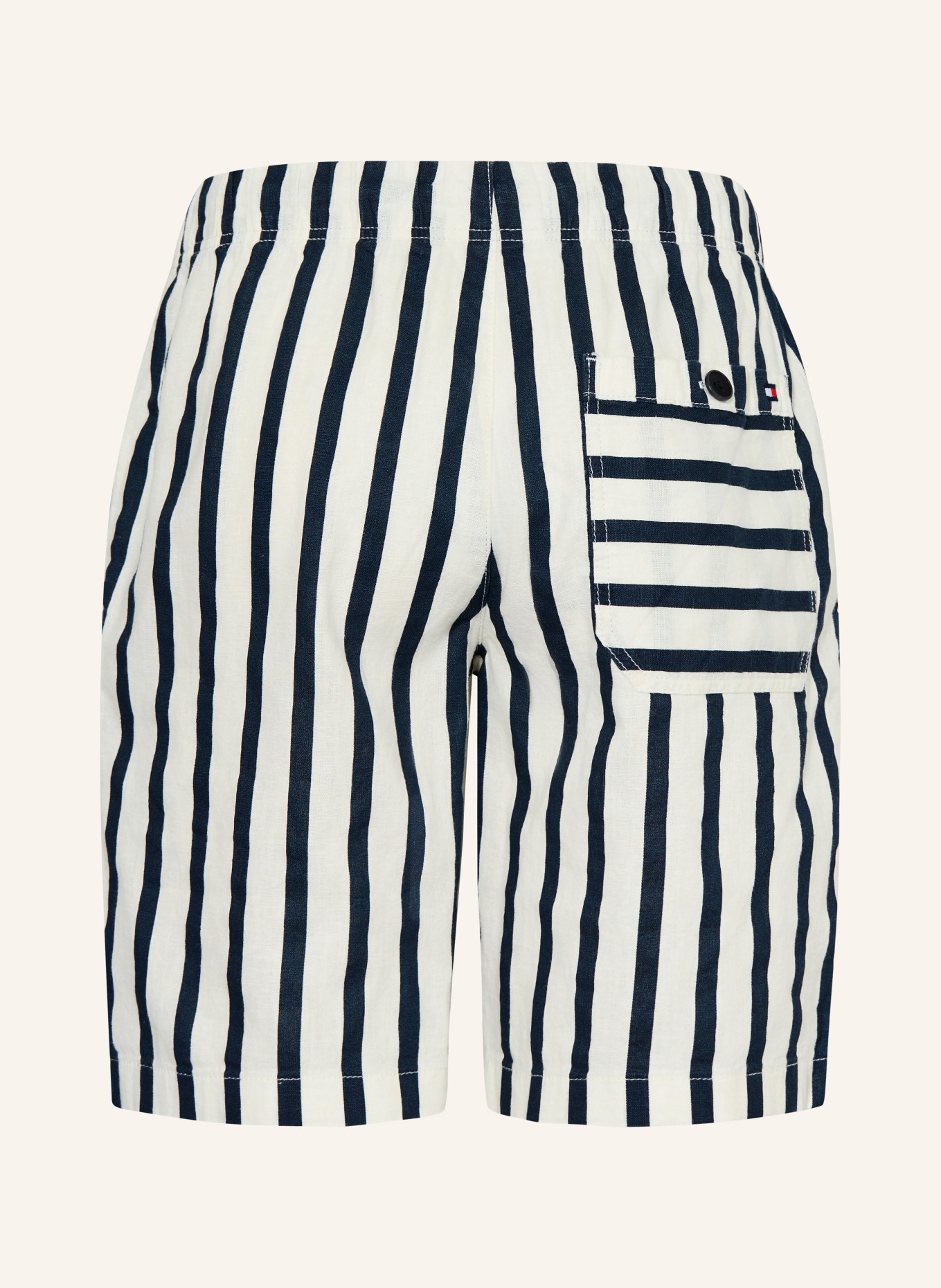 TOMMY HILFIGER Joggingbroekje van linnen: WIT / DONKERBLAUW