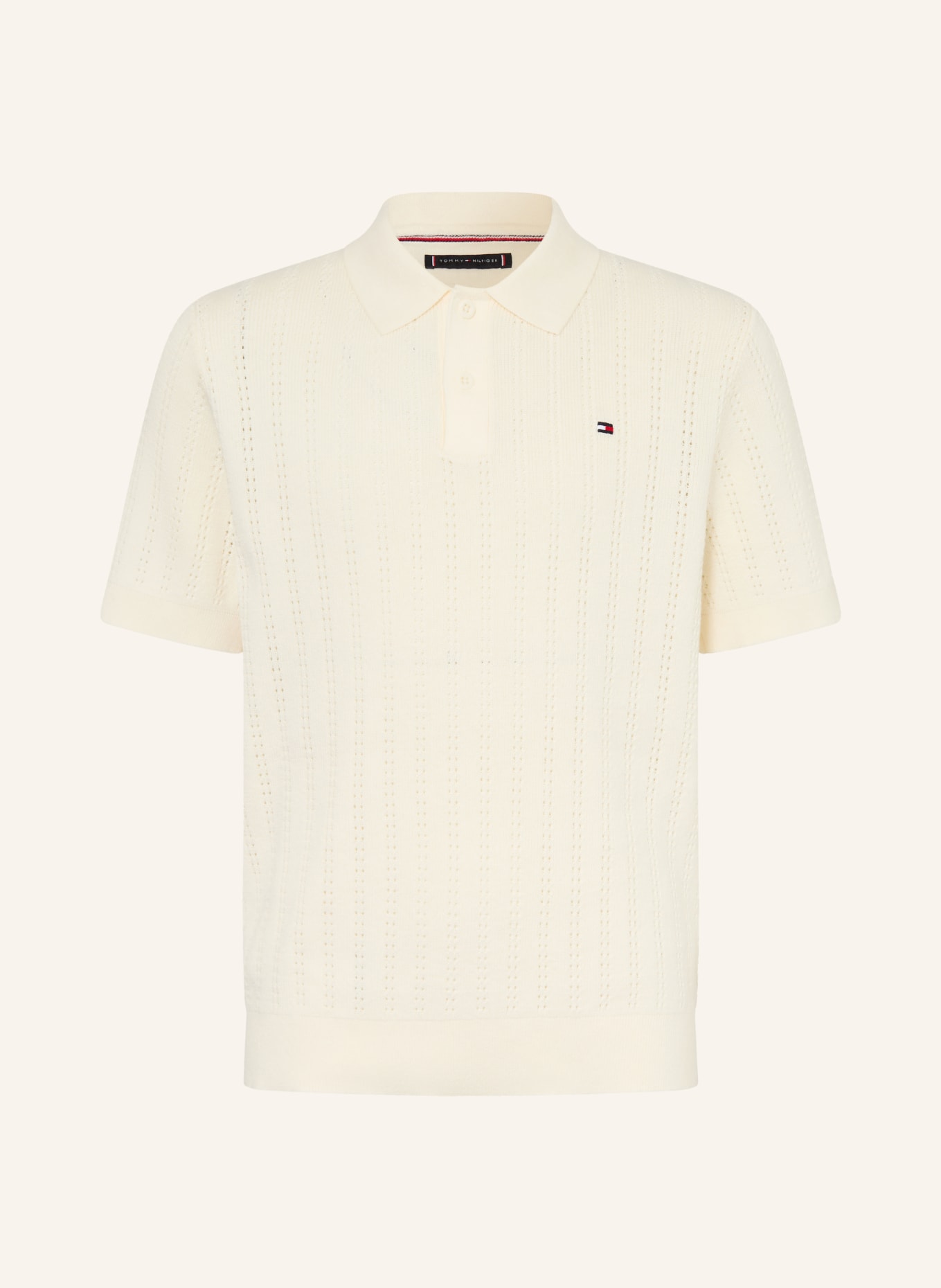 TOMMY HILFIGER Strick-Poloshirt: ECRU