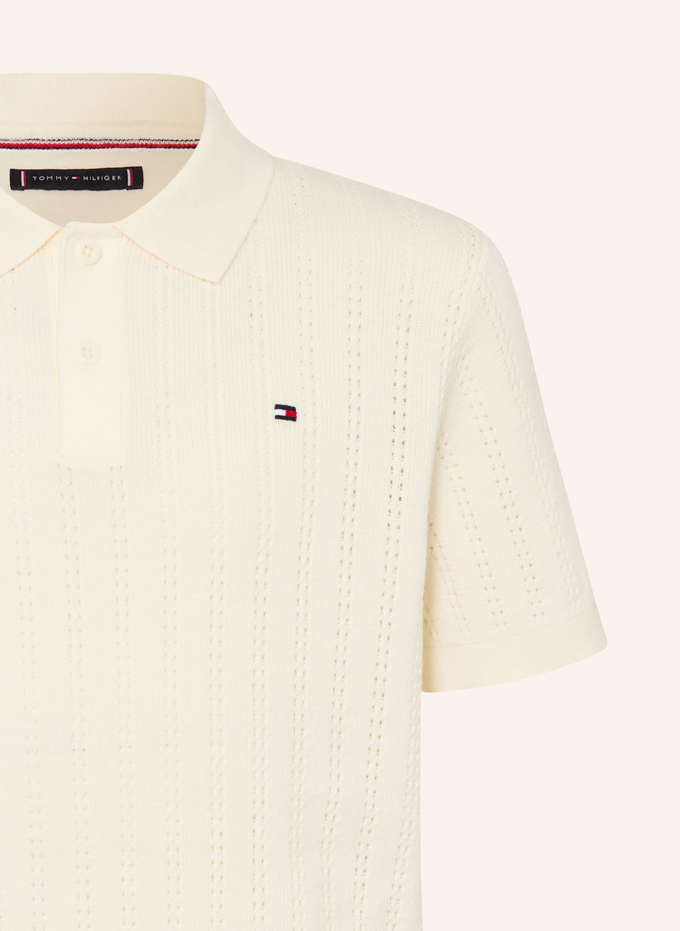 TOMMY HILFIGER Strick-Poloshirt: ECRU