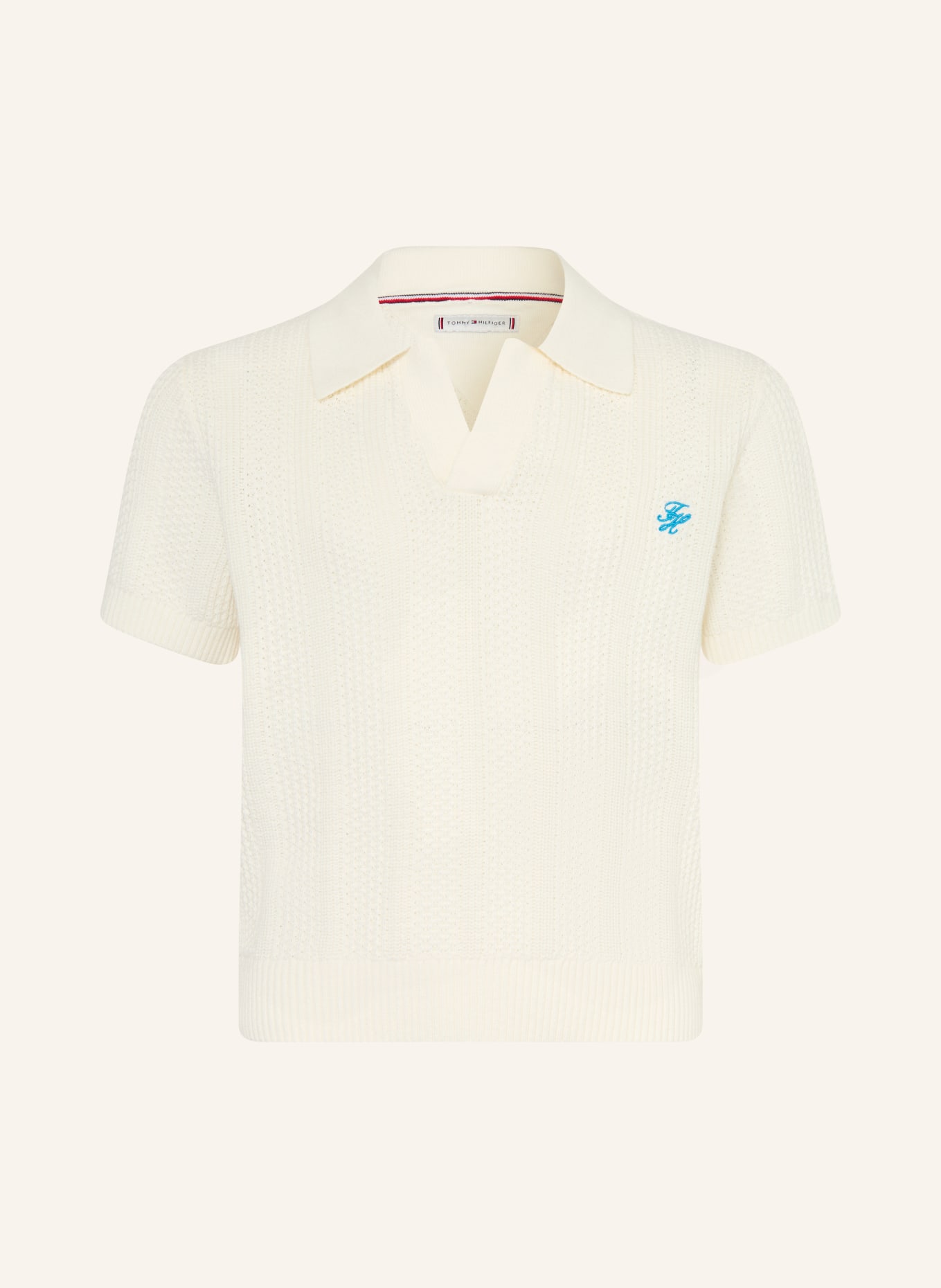 TOMMY HILFIGER Gebreid poloshirt: ECRU