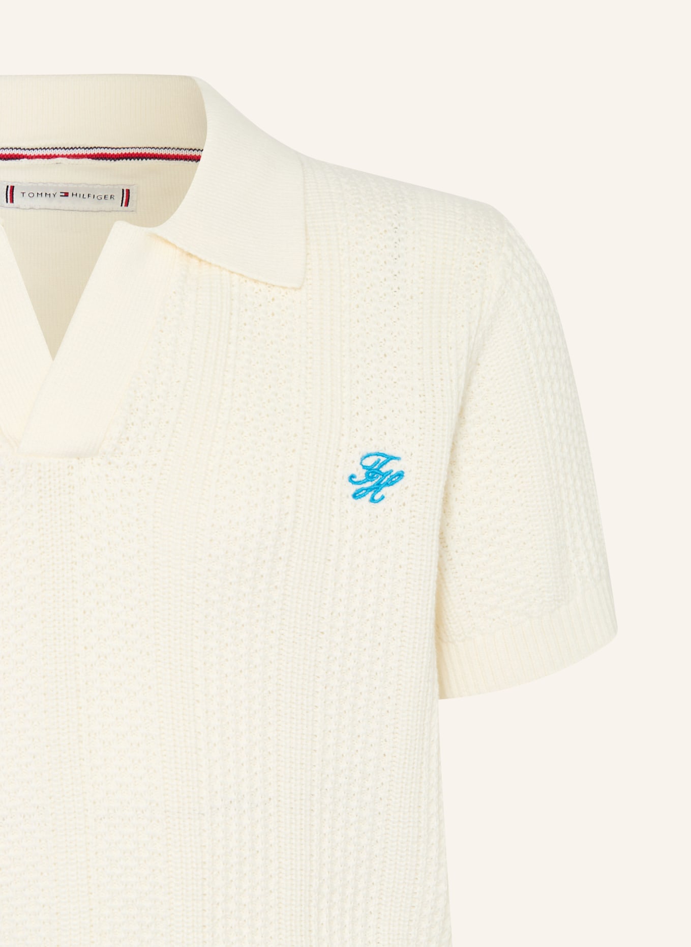 TOMMY HILFIGER Gebreid poloshirt: ECRU