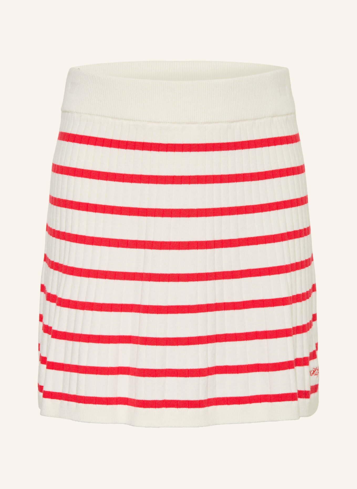 TOMMY HILFIGER Strickrock: WEISS / ROT