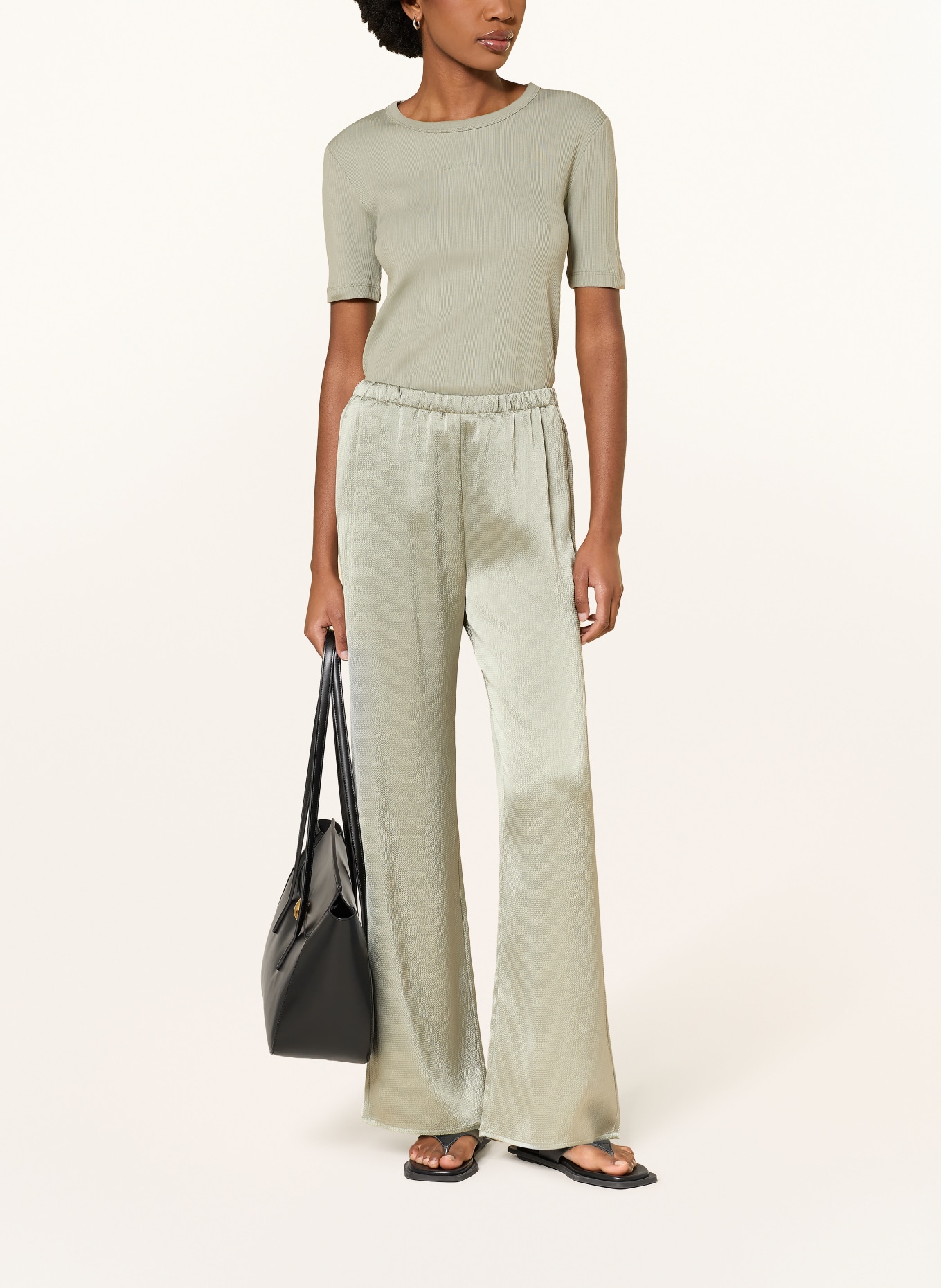 Calvin Klein Marlenehose HAMMERED: HELLGRÜN