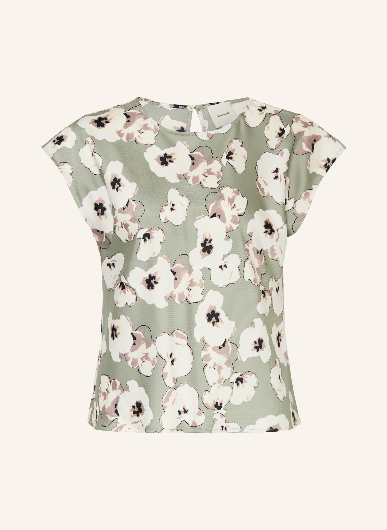 Calvin Klein Blusenshirt aus Satin: OLIV / ALTROSA / WEISS
