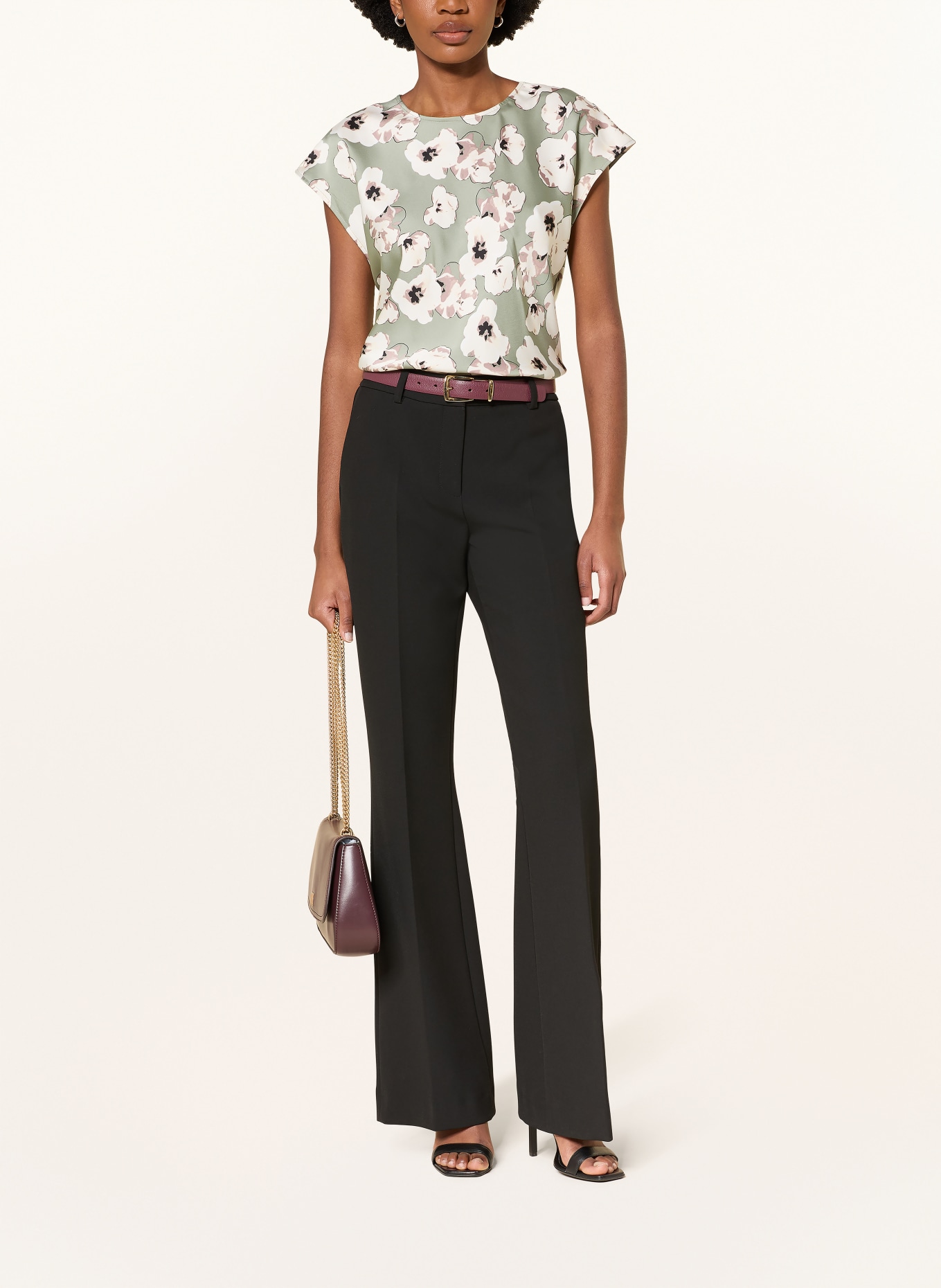 Calvin Klein Blusenshirt aus Satin: OLIV / ALTROSA / WEISS