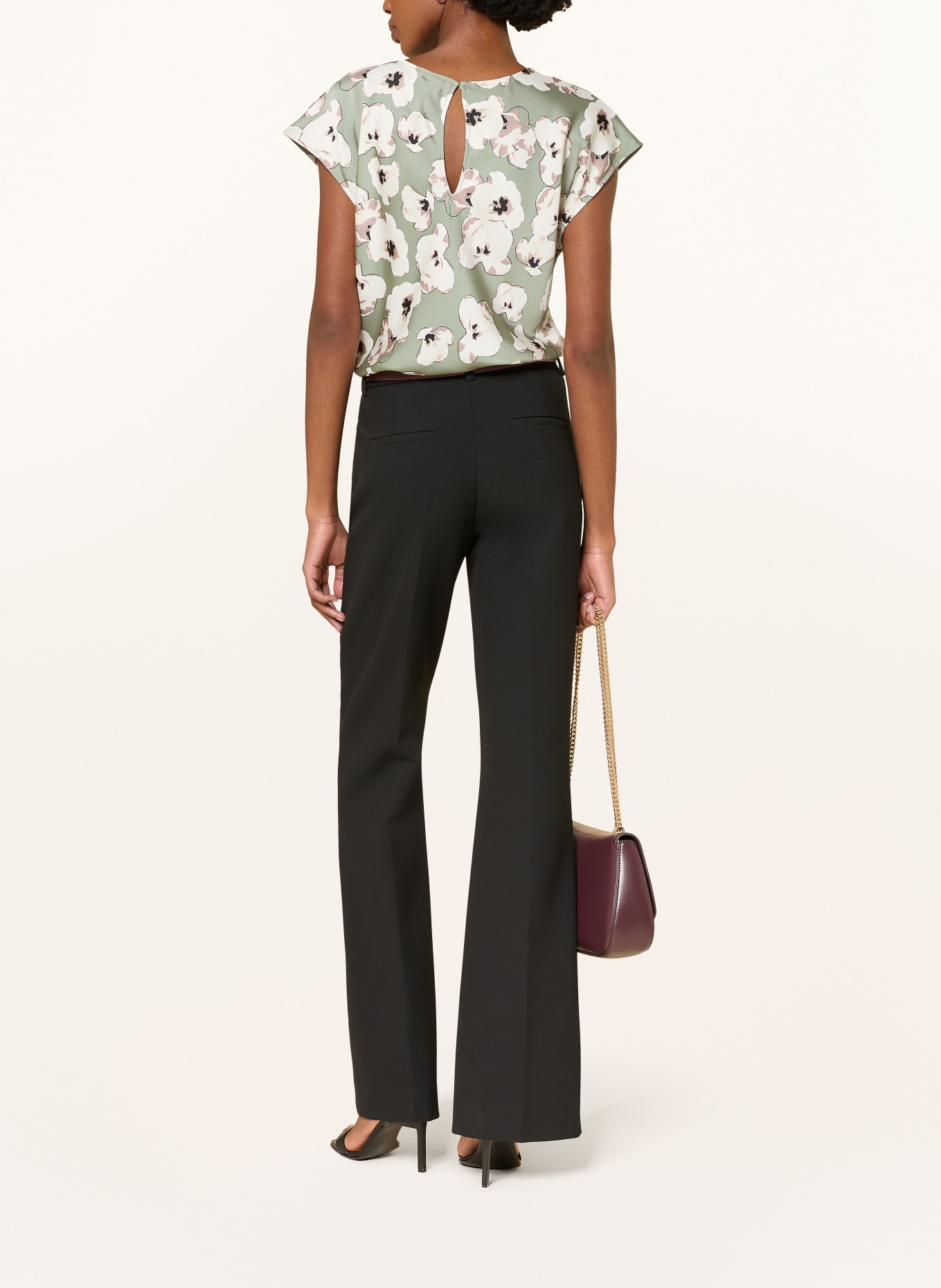 Calvin Klein Blusenshirt aus Satin: OLIV / ALTROSA / WEISS