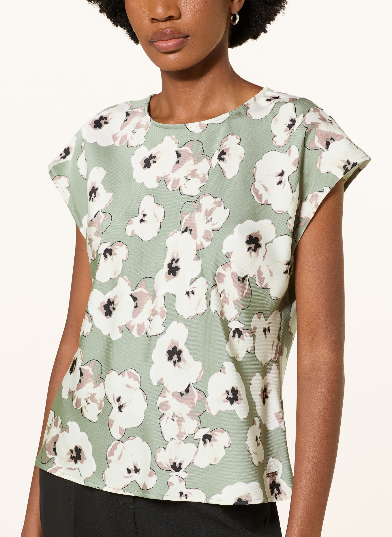 Calvin Klein Blusenshirt aus Satin: OLIV / ALTROSA / WEISS