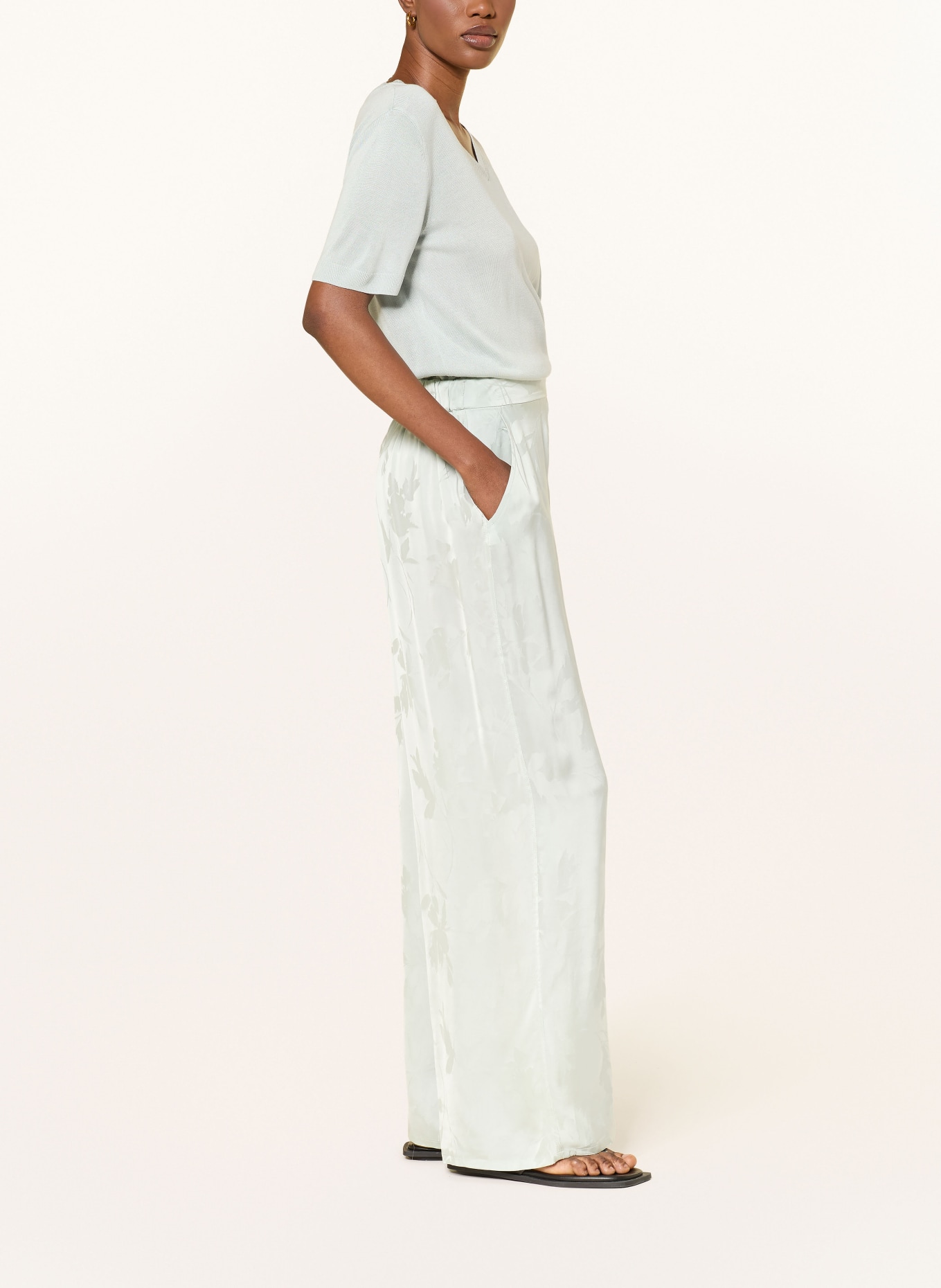 Calvin Klein Spodnie z satyny: JASNOZIELONY