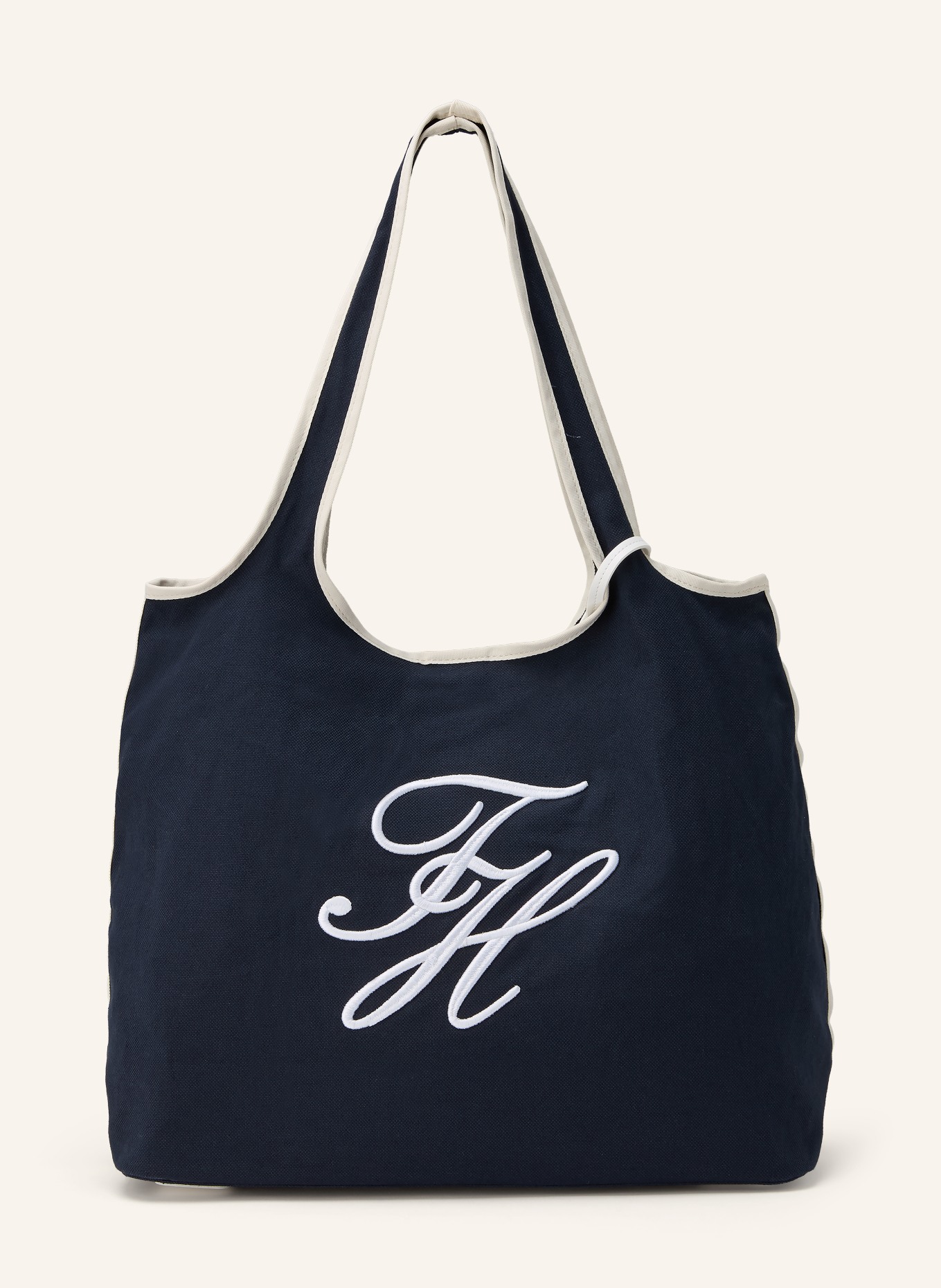 TOMMY HILFIGER Sac à provisions avec pochette: BLEU FONCÉ / BLANC