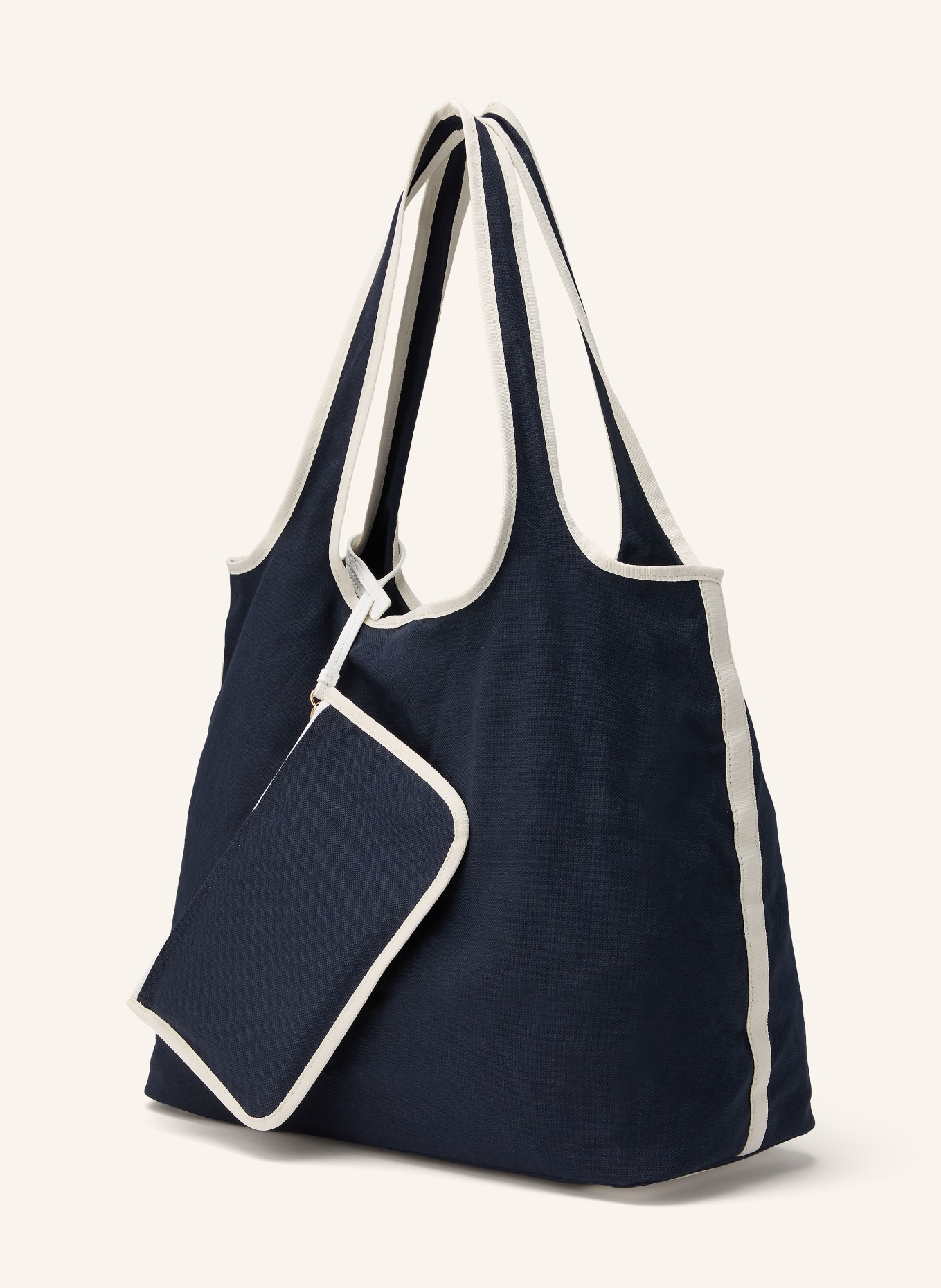 TOMMY HILFIGER Sac à provisions avec pochette: BLEU FONCÉ / BLANC