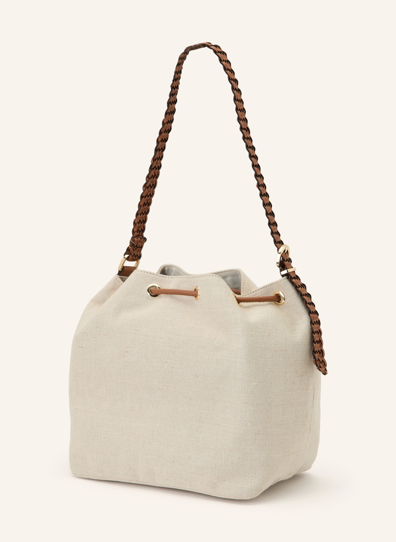 TOMMY HILFIGER Beuteltasche: HELLGRAU / COGNAC