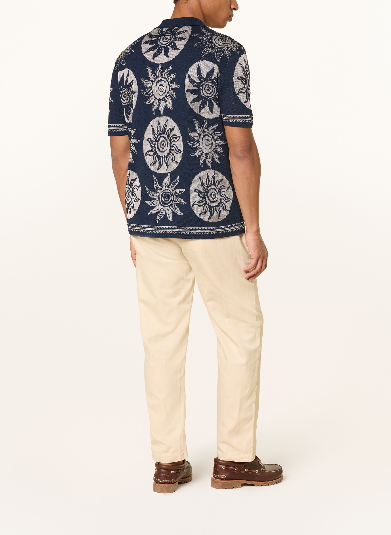 SCOTCH & SODA Stickhemd Regular Fit: DUNKELBLAU / BEIGE