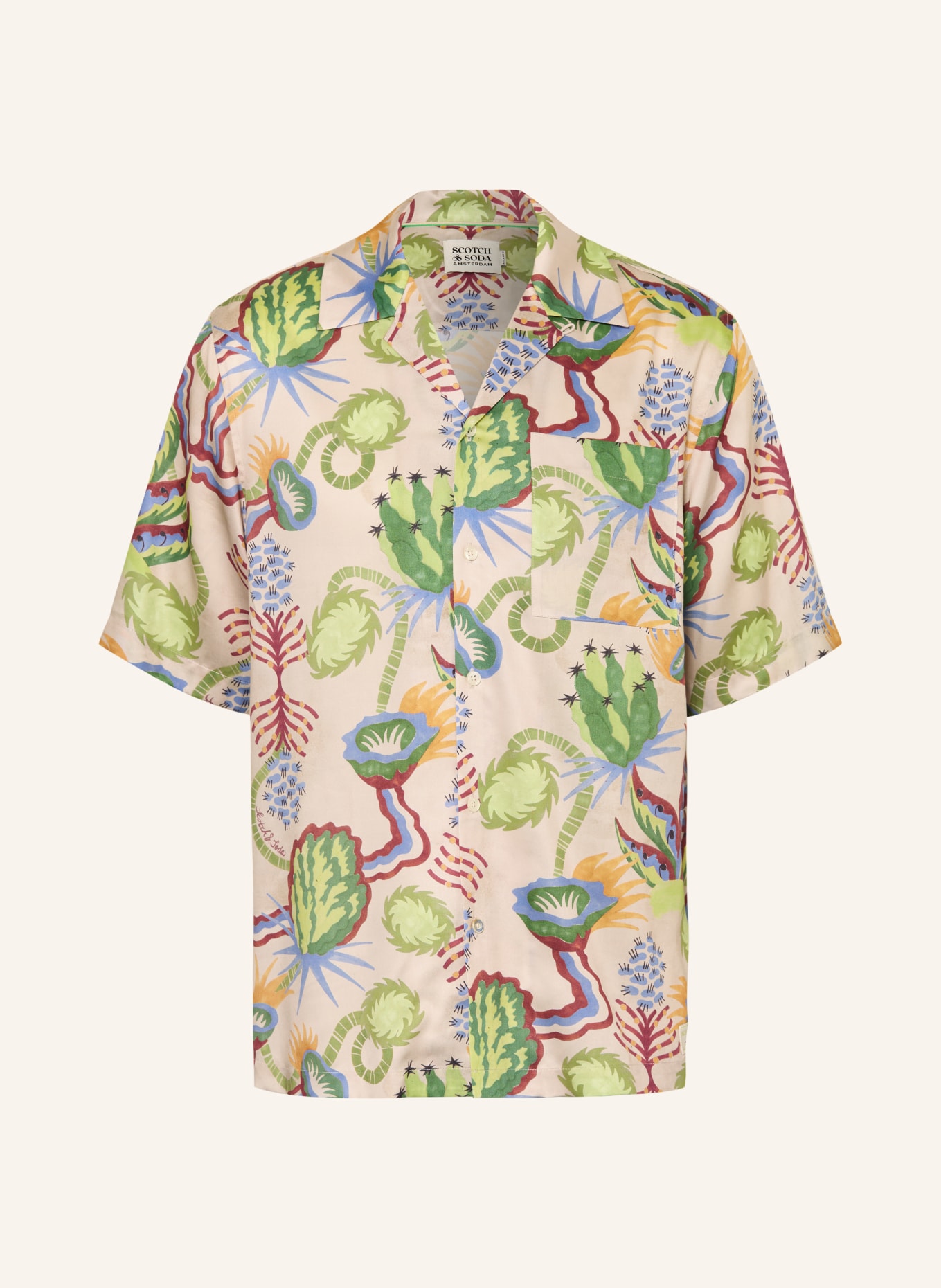 SCOTCH & SODA Resorthemd Relaxed Fit: GRÜN / DUNKELROT / BLAU